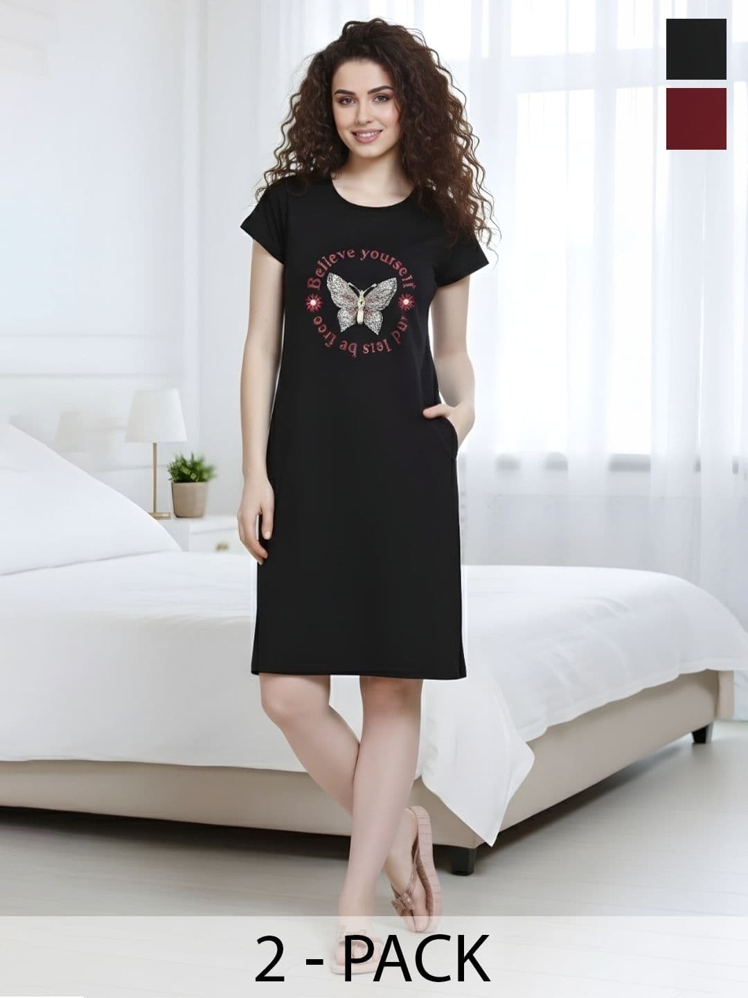 White Moon White Moon Printed Nightdress