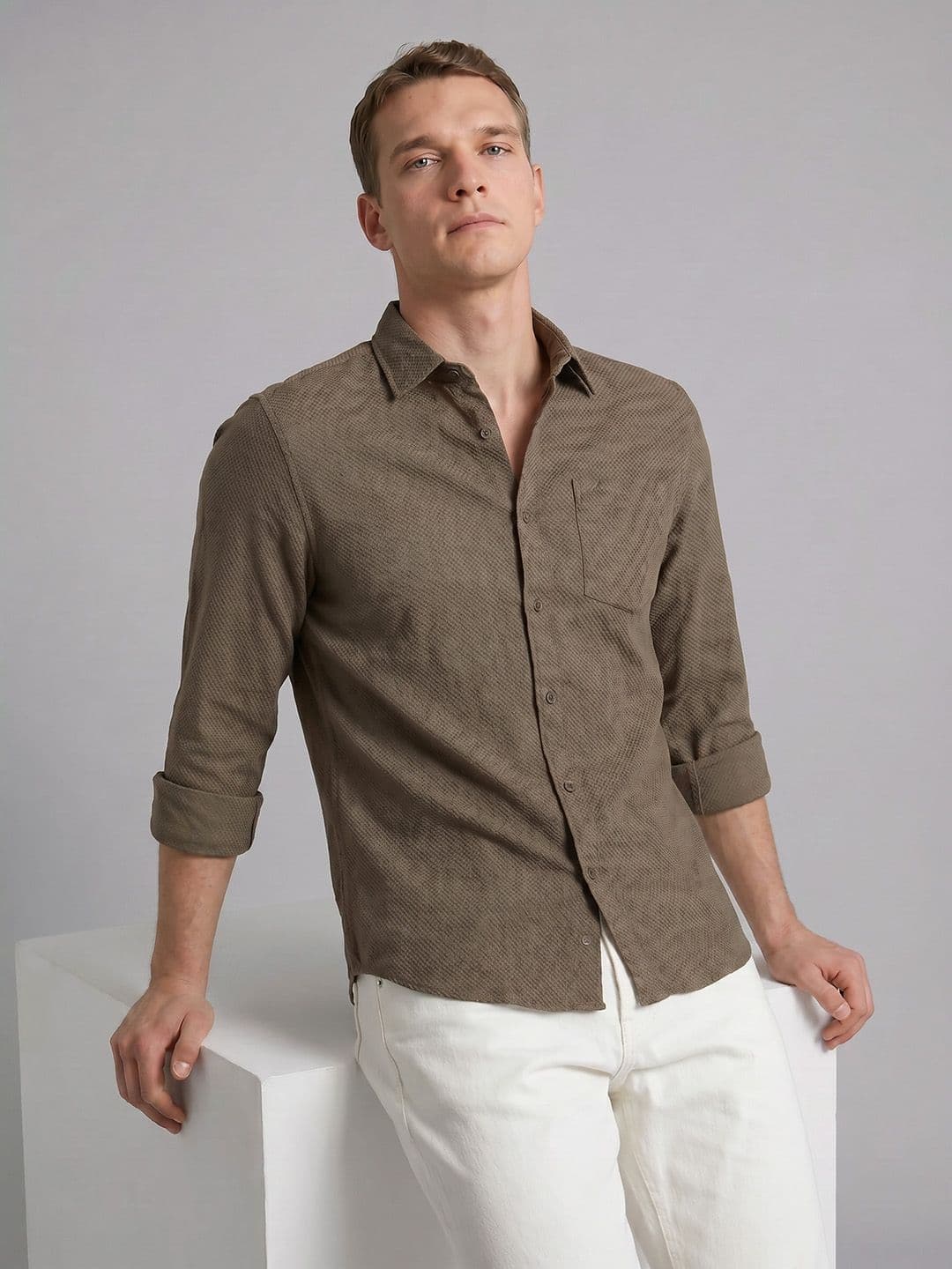Textured Casual Shirt Blackberrys Textured Pure Cotton Casual Shirt