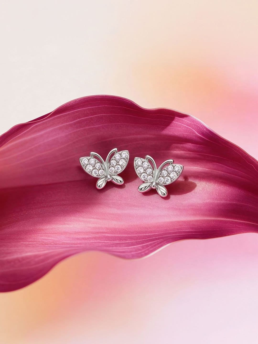 Sterling Silver Studs Zavya Sterling Silver Rhodium-Plated Cubic Zirconia Studded Circular Studs