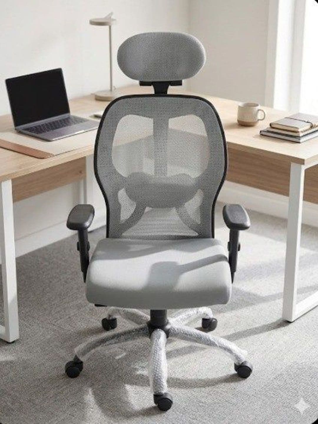 COZY CUB COZY CUB Grey Leatherette Adjustable Seat Height Study Arm Chair