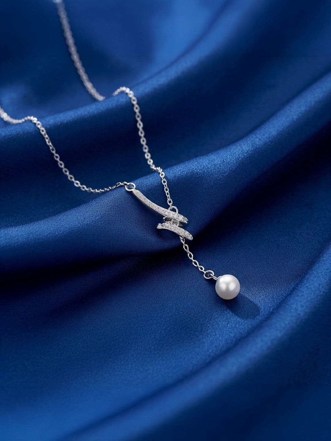 Sterling Silver Cubic Zirconia Necklace Zavya Sterling Silver Rhodium-Plated Cubic Zirconia Necklace