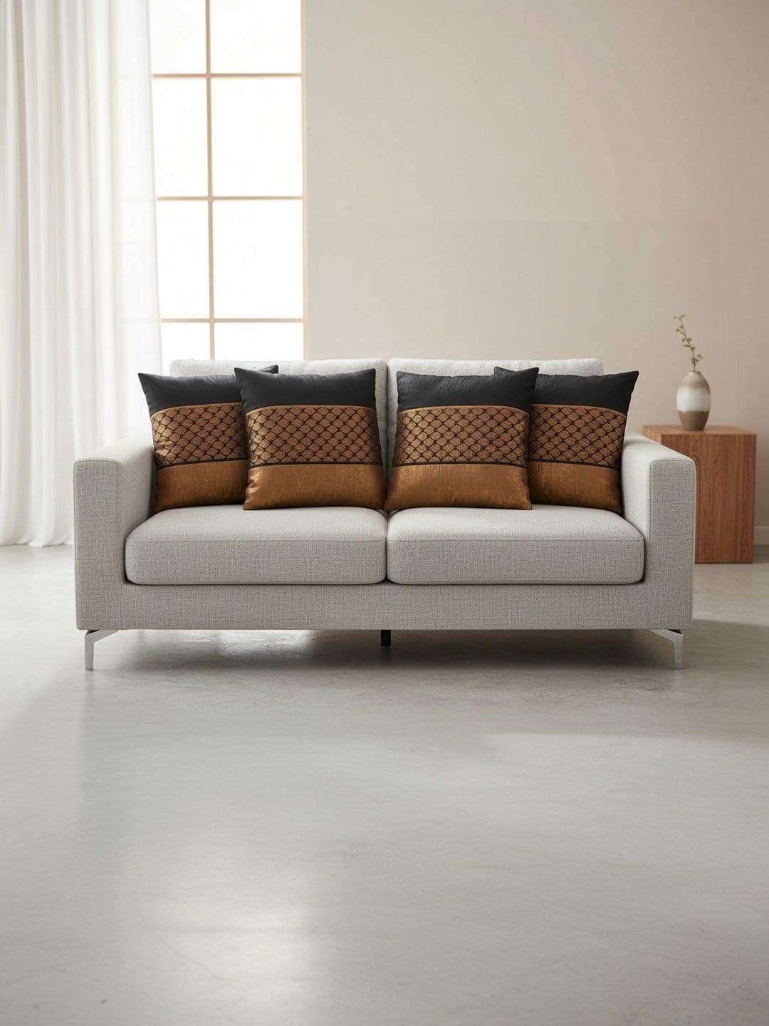 Themes Furnishings & Decor Themes Furnishings & Decor Gold-Toned Set of 4 Jacquard Square Cushion Covers