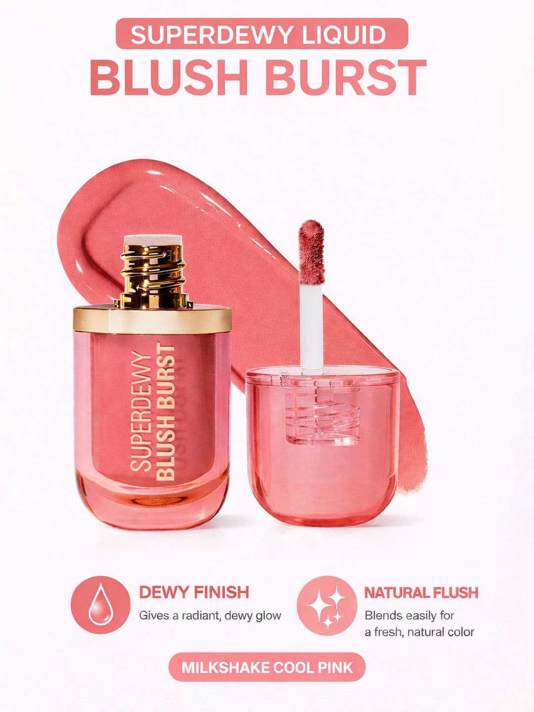 Makeup Revolution London Makeup Revolution London Super Dewy Liquid Blush - 4.2ml - Strawberry Milkshake Cool Pink