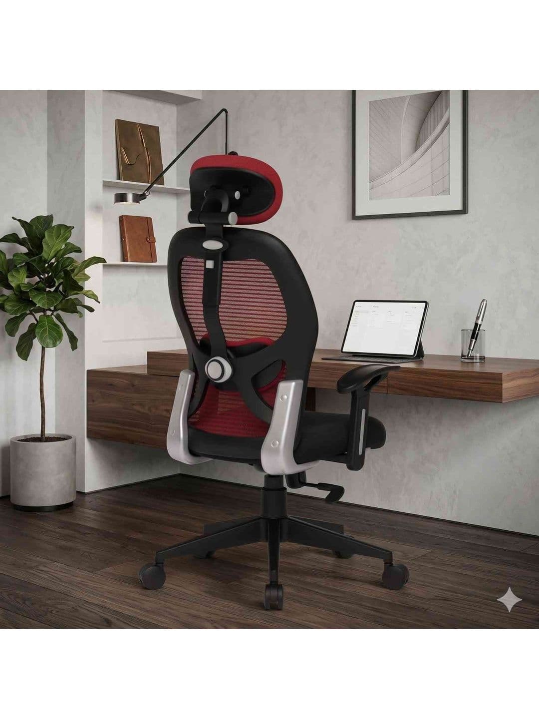 COZY CUB COZY CUB Red & Black Adjustable Seat Height Study Arm Chair