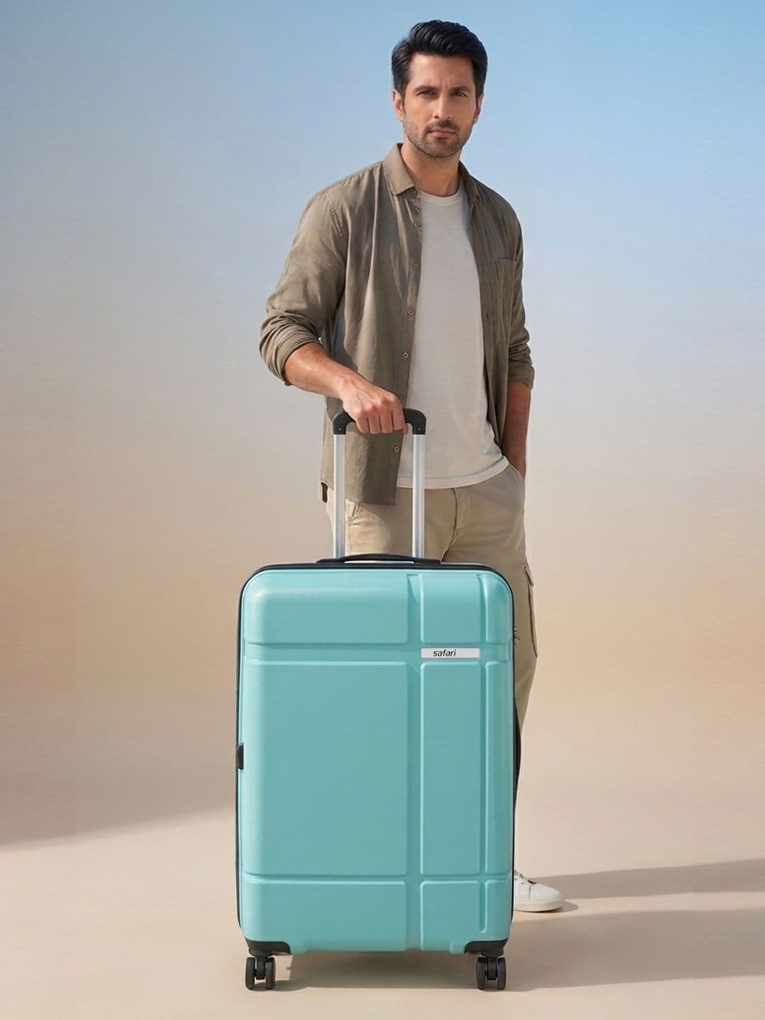 Safari Safari Route Spearmint Polycarbonate Hard Sided Medium Trolley Bag Suitcase 65cm