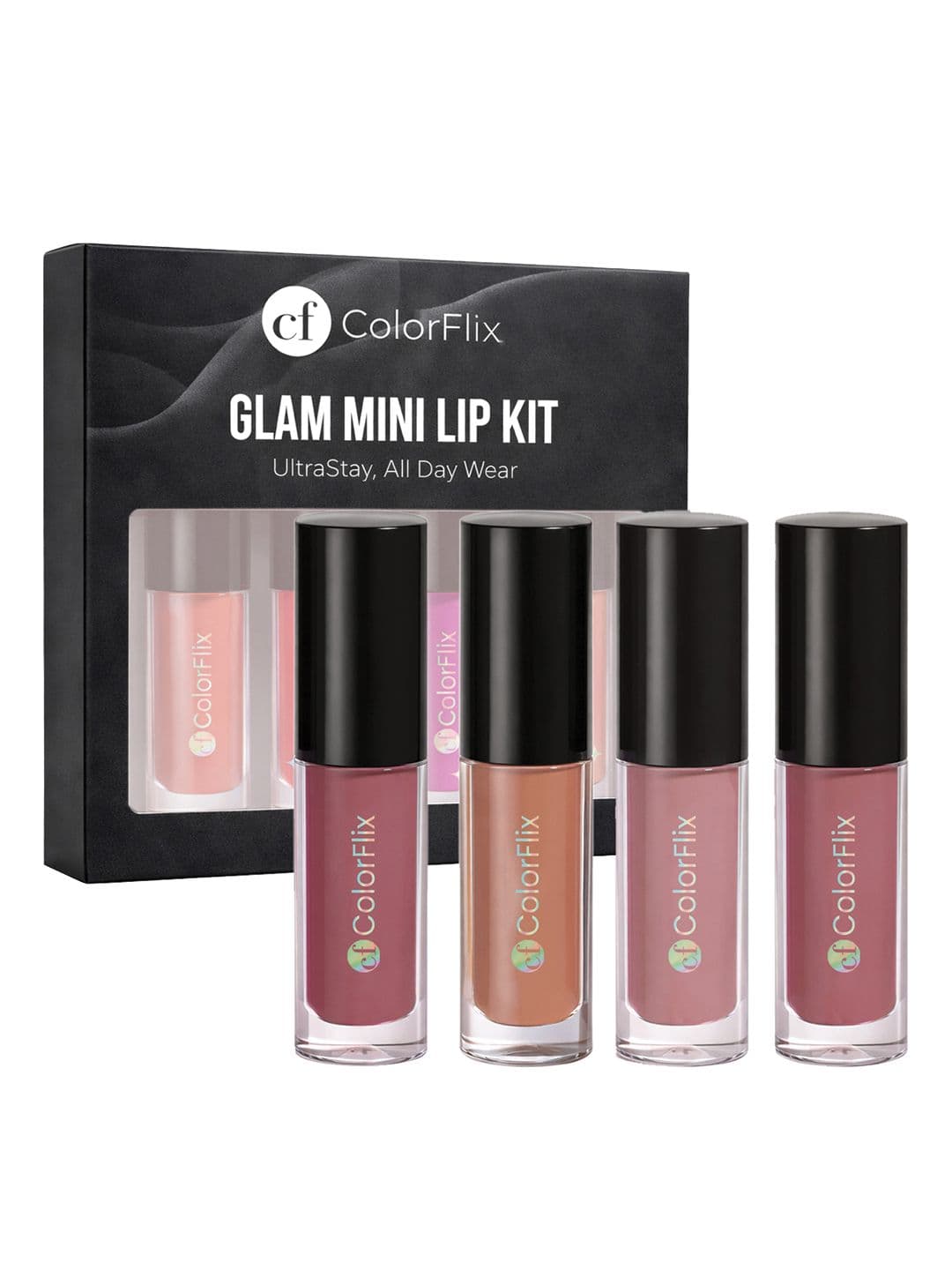 COLORFLIX COLORFLIX Set Of 4 Mini Lip Kit- 2 ml Each- Mauve Mist-Rose Pastim-Coral Nude-Blush Cameo
