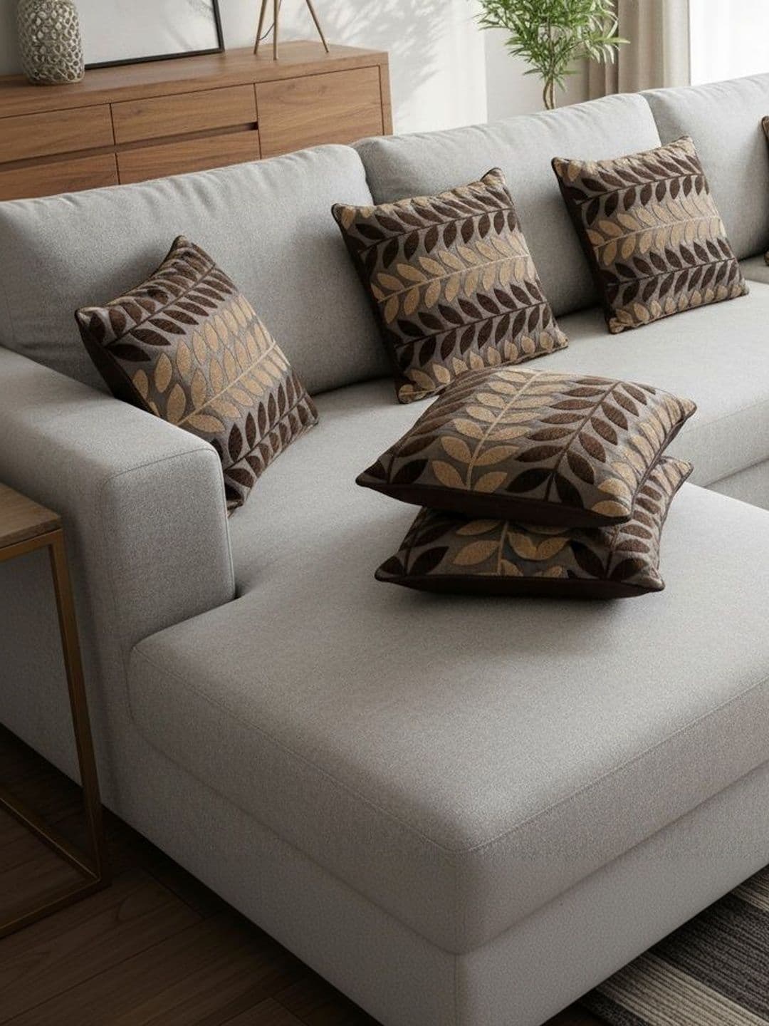 Themes Furnishings & Decor Themes Furnishings & Decor Brown Set of 4 Square Cushion Covers
