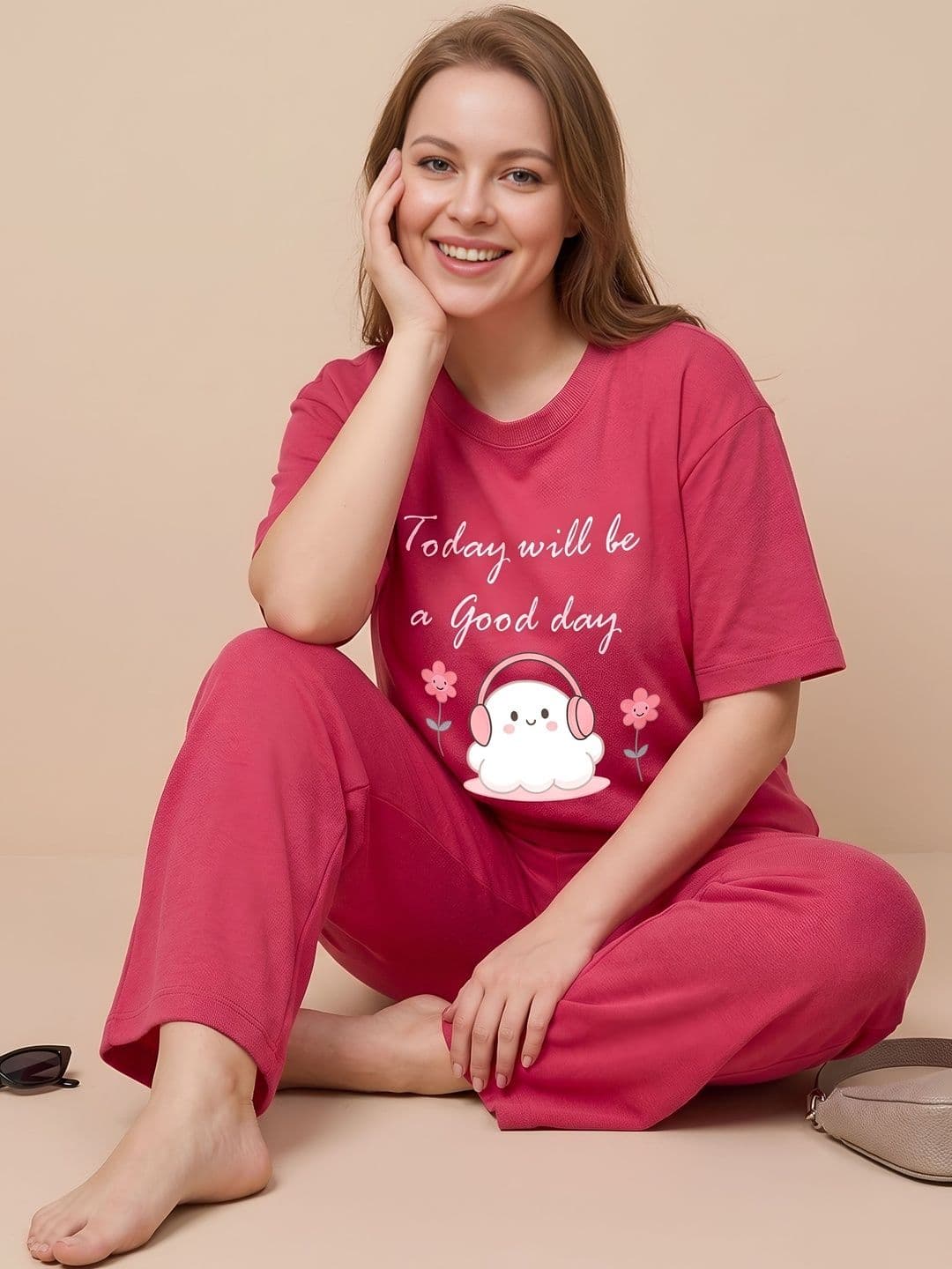 My Swag My Swag Cotton Printed T-shirt with Trousers