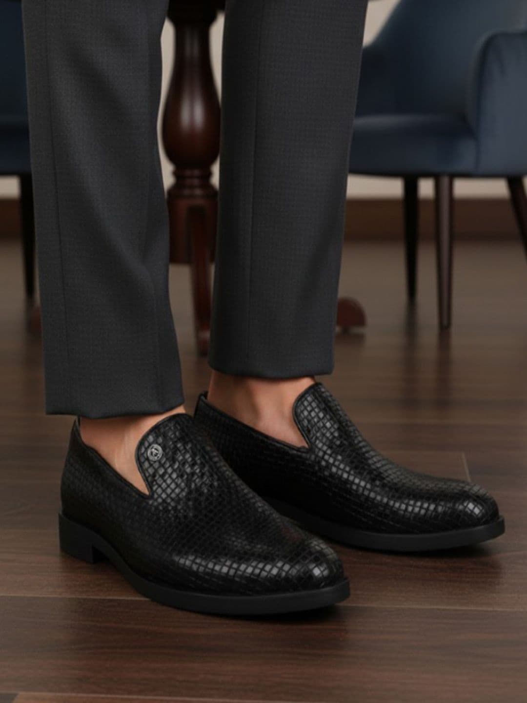 Alberto Torresi Alberto Torresi Men Leather Woven Design Formal Slip On