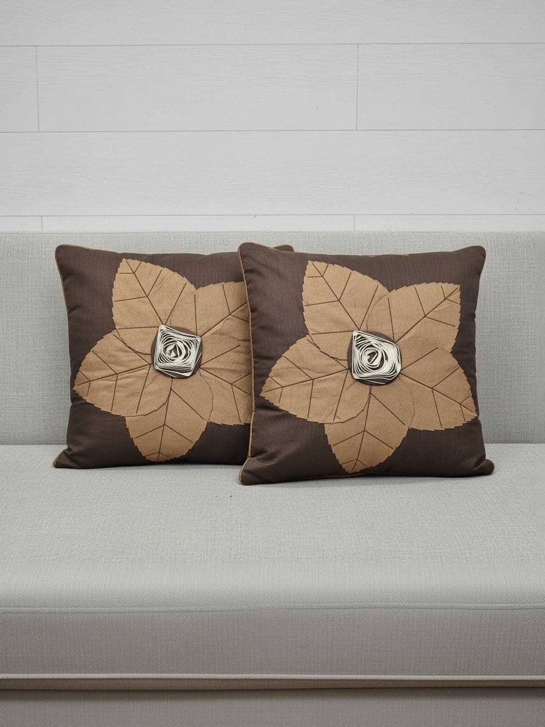 Themes Furnishings & Decor Themes Furnishings & Decor Brown Set of 2 Square Cushion Covers