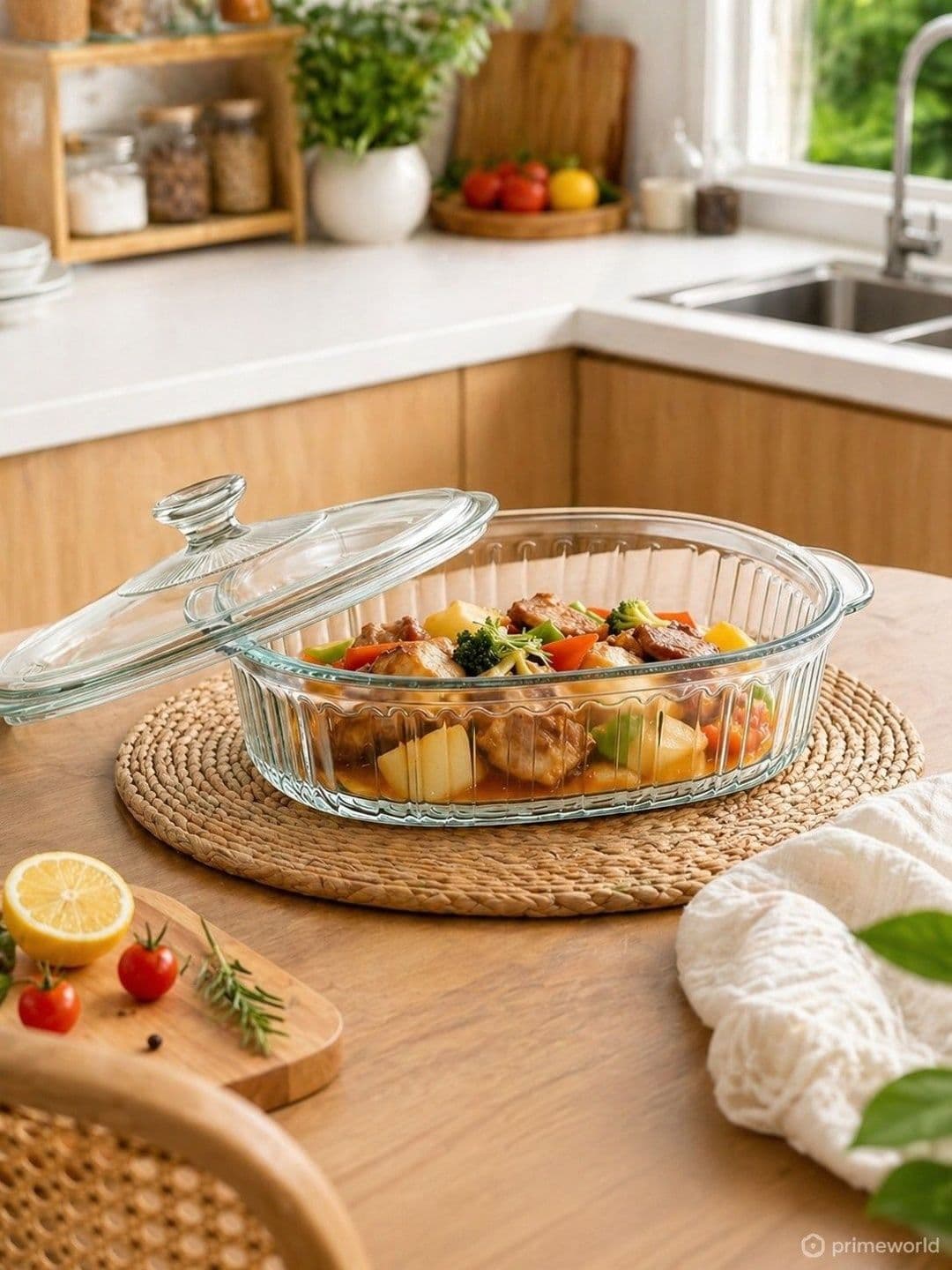 PrimeWorld PrimeWorld Transparent 2026 Glass 1 Pieces Dishwasher and Microwave Safe Cook and Serve Casserole