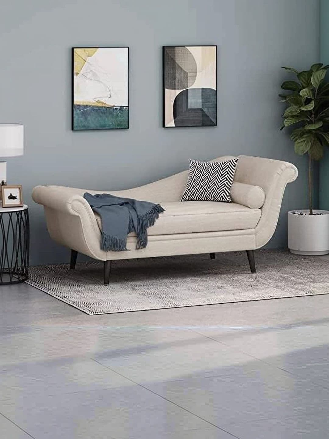 INDIAWOODMART INDIAWOODMART Beige Textured Wooden 3 Seater Sofa