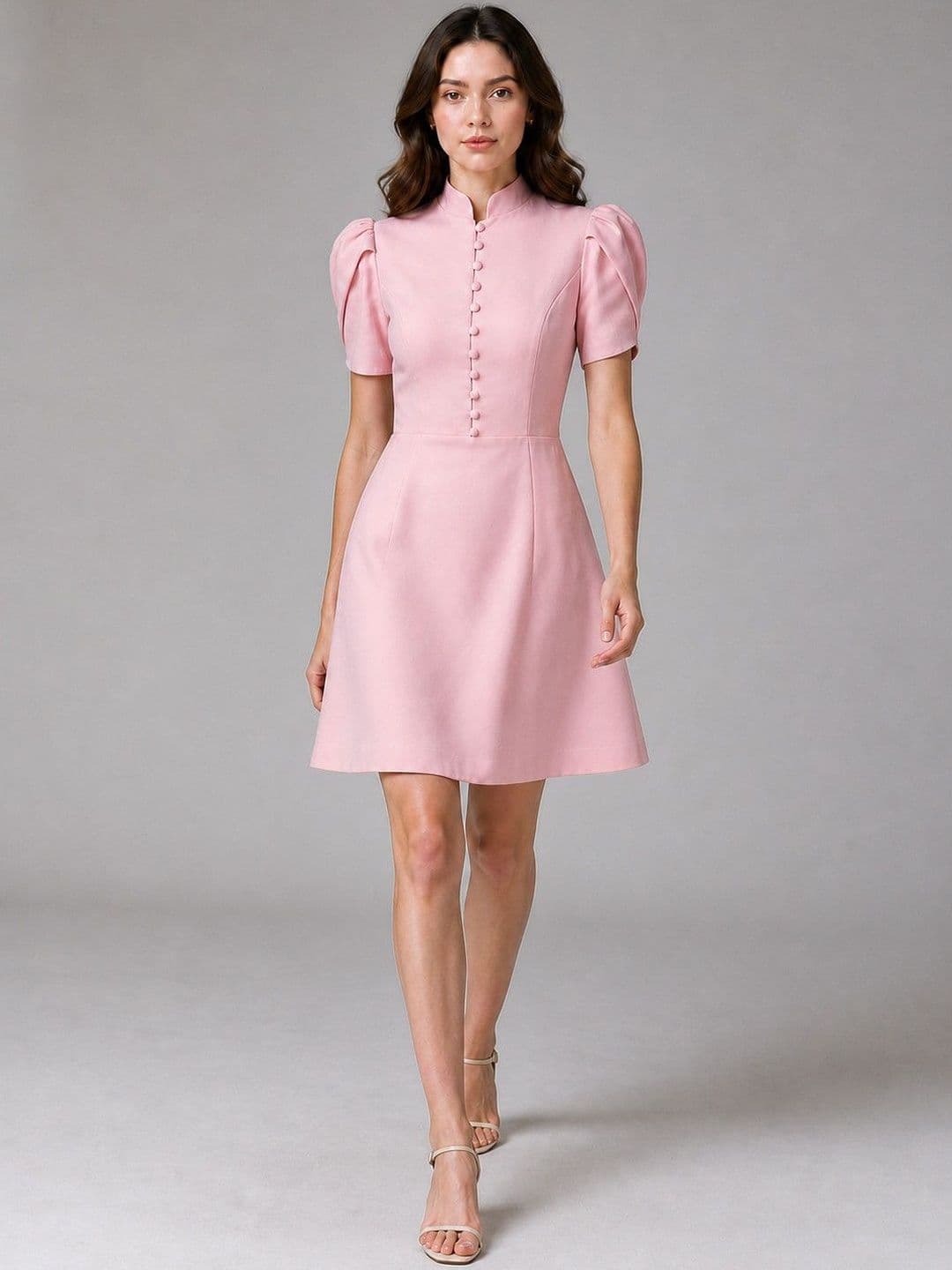bebe bebe Puff Sleeve A-Line Dress
