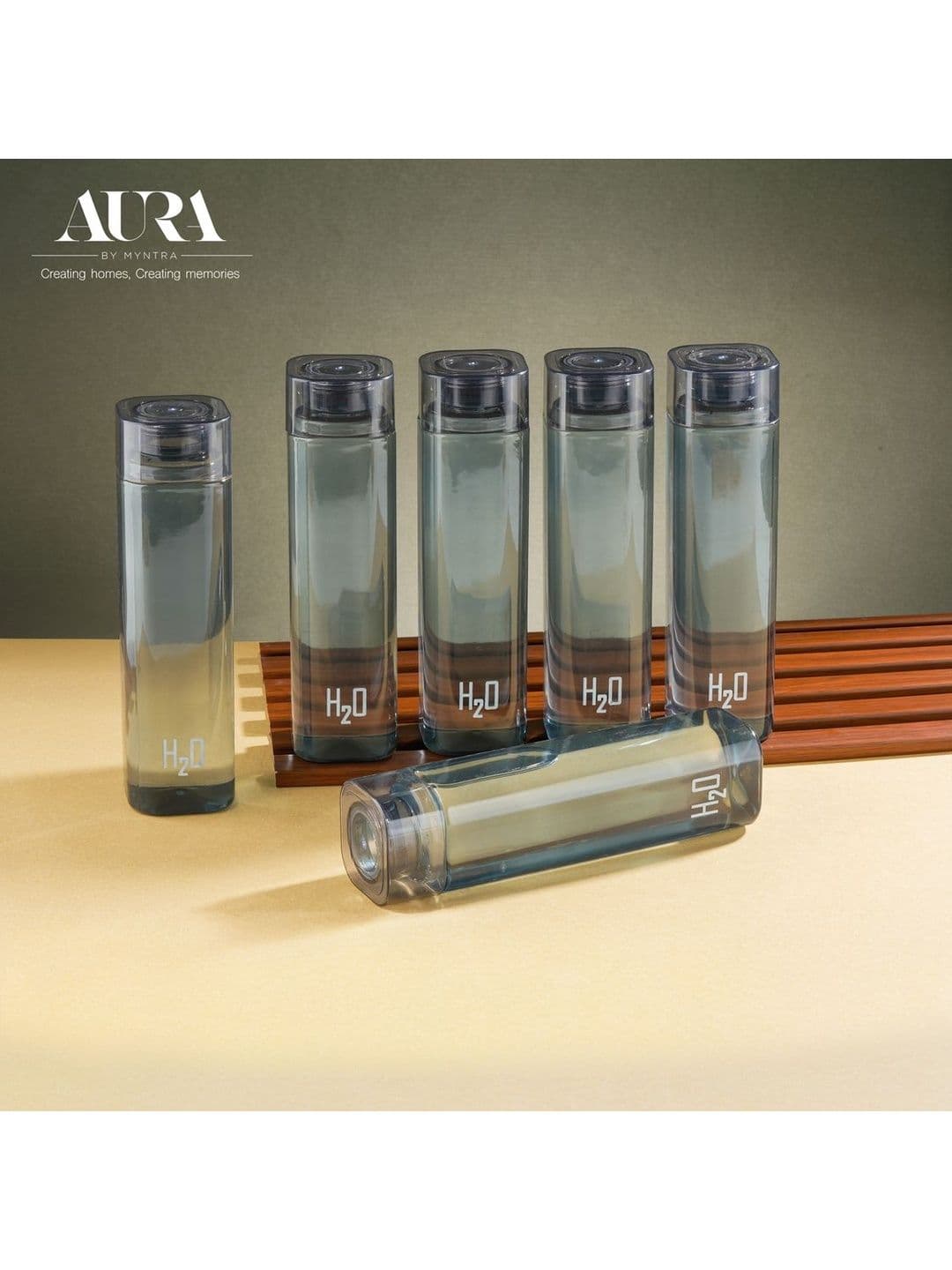 Aura Aura Black Set of 6 Plastic Other Water Bottle