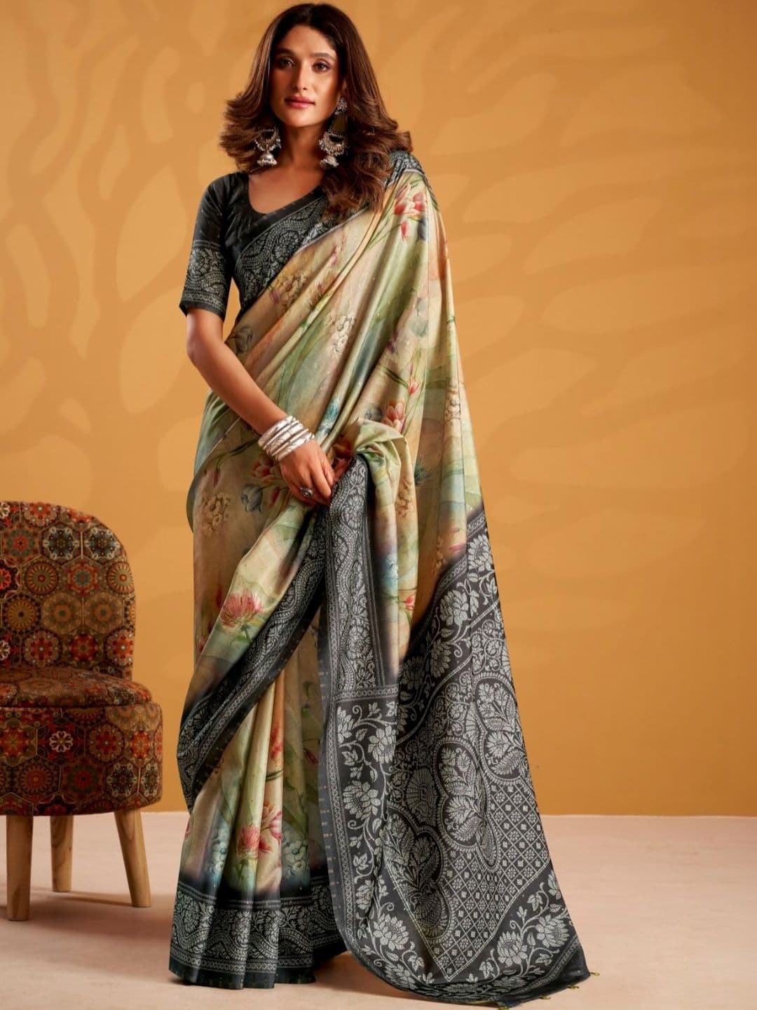 House of Pataudi House of Pataudi Printed Tussar Sarees Blouse Piece