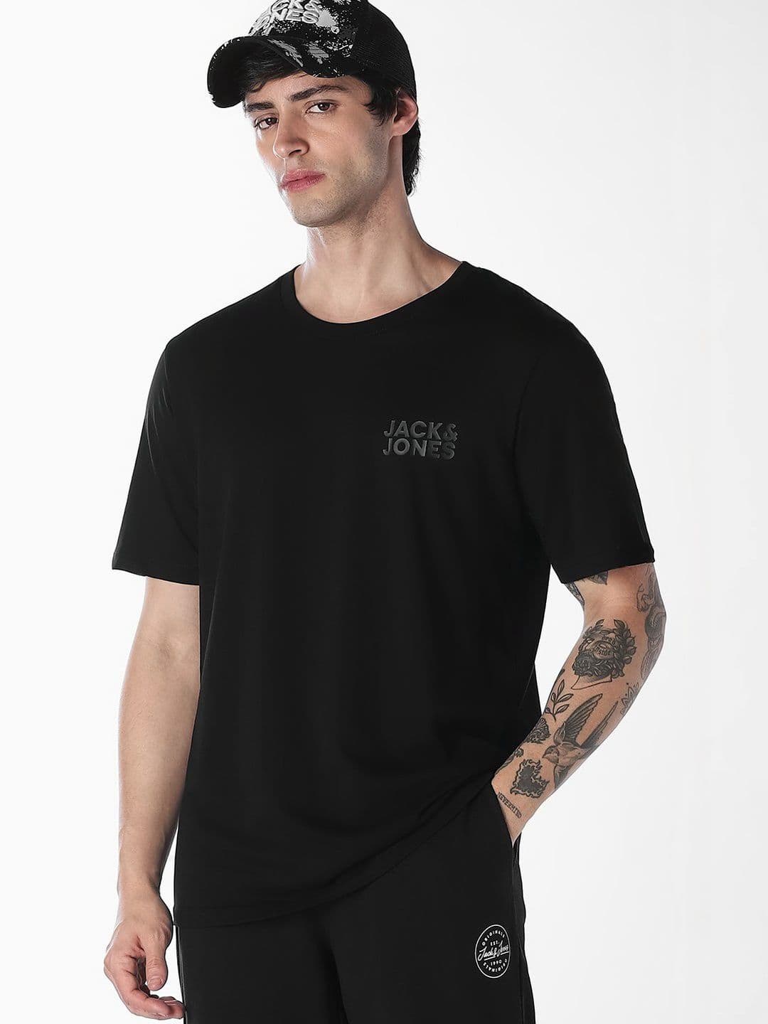 Jack & Jones Jack & Jones Men Brand Logo Printed Organic Cotton Slim Fit T-shirt