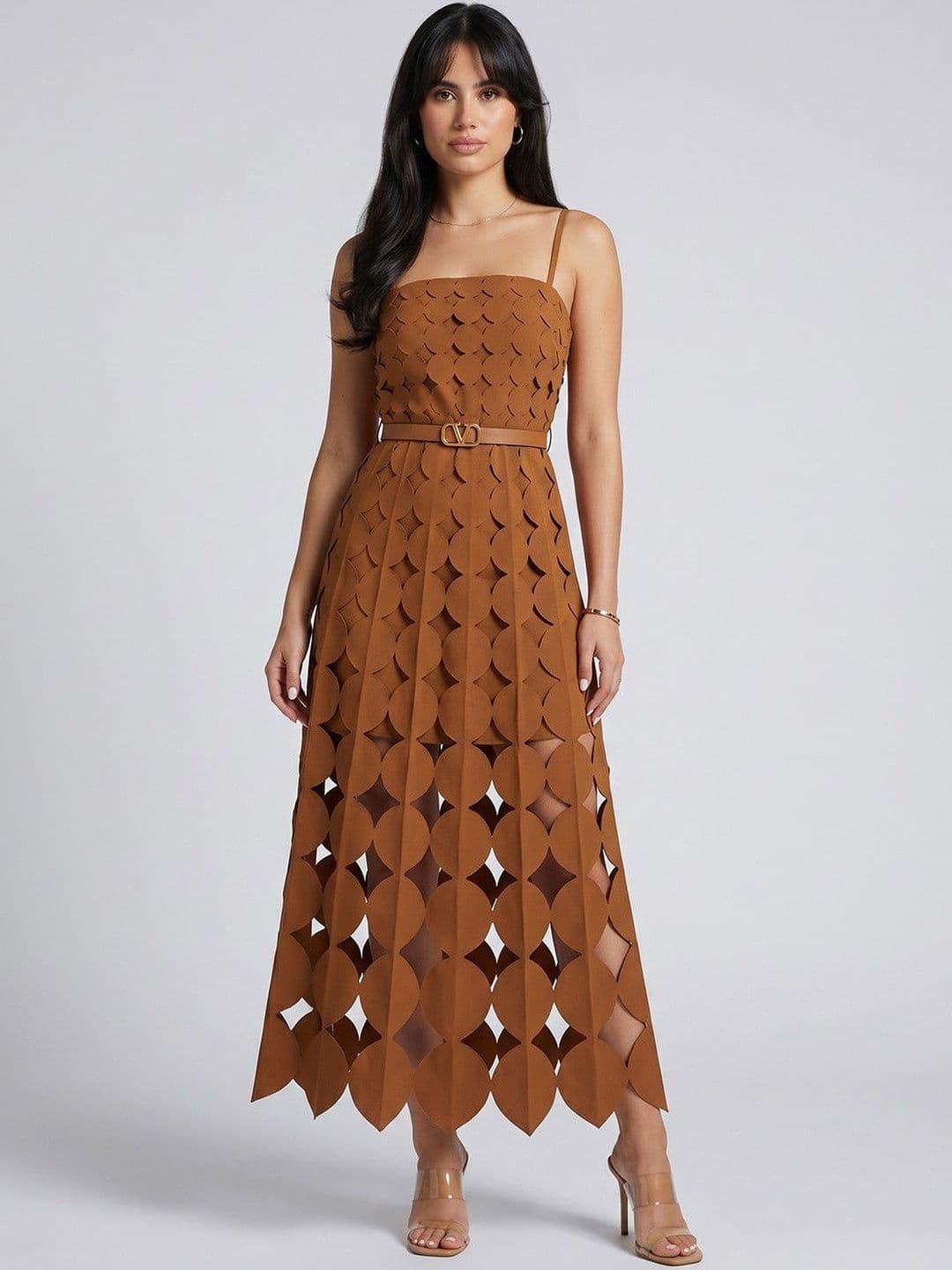 Geometric A-Line Midi Dress bebe Geometric A-Line Midi Dress