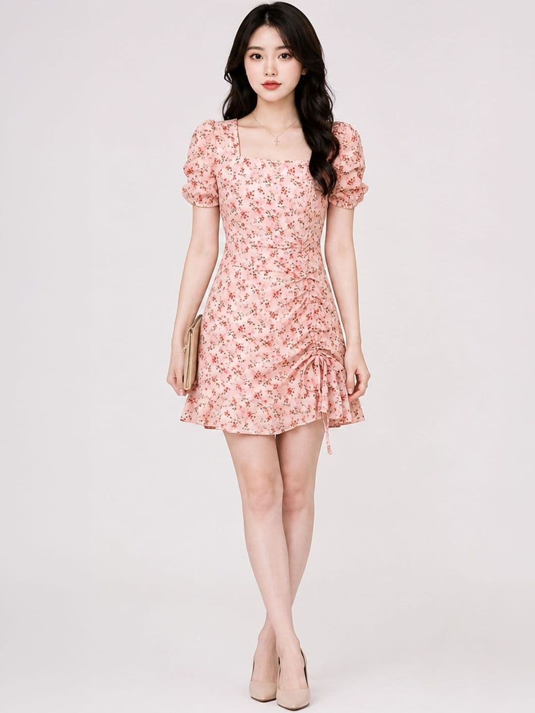 DressBerry DressBerry Floral Print Puff Sleeve Mini Dress