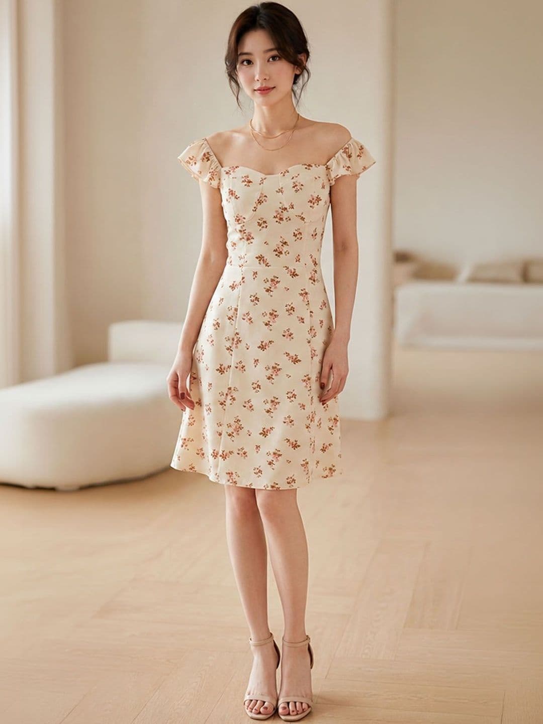 DressBerry DressBerry Floral Print Ruffled Fit & Flare Dress