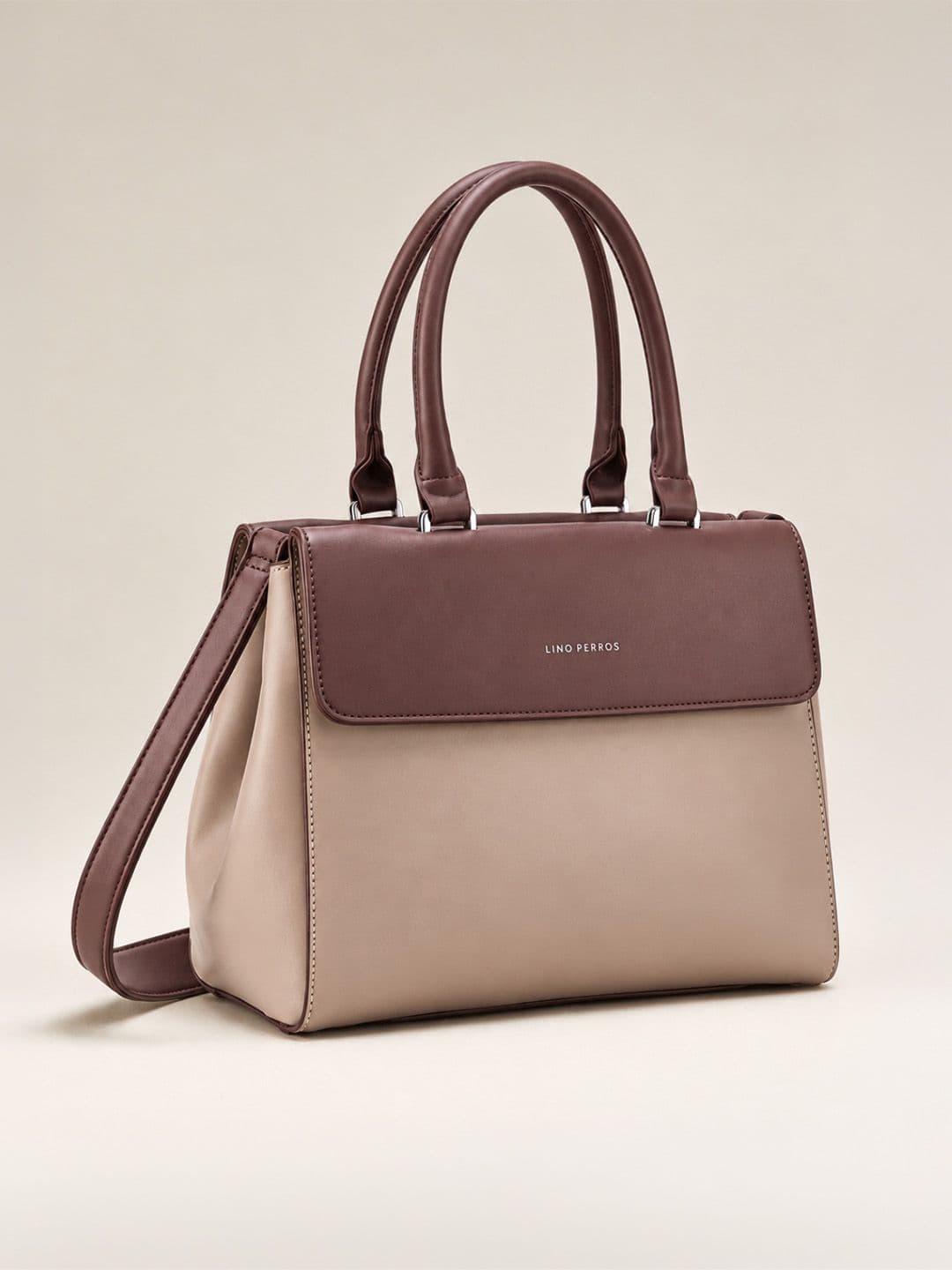 Voyage Dual Tone Satchel Lino Perros Colourblocked Structured Handheld Bag