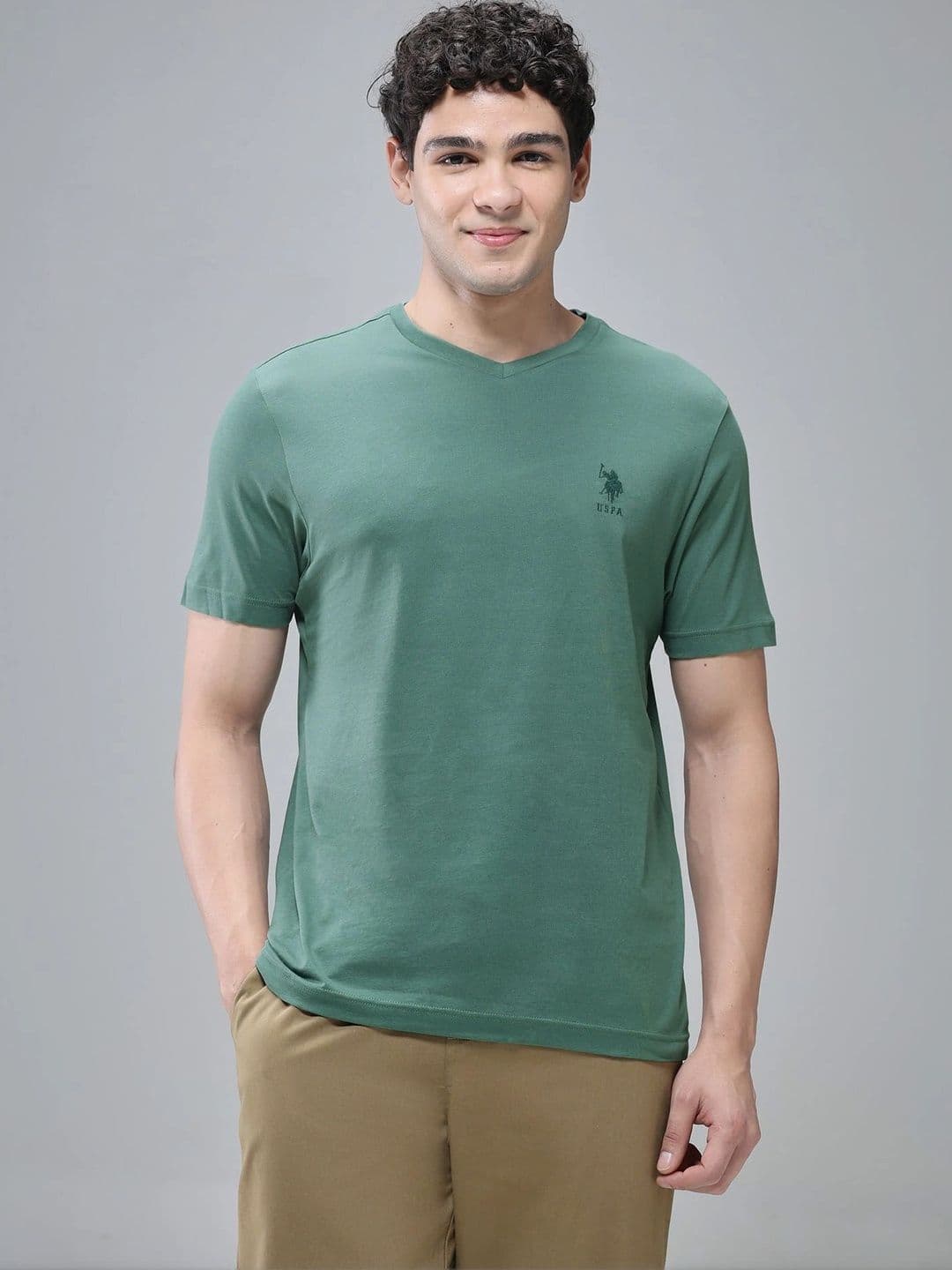 U.S. Polo Assn. U.S. Polo Assn. Men V-Neck Short Sleeves Pure Cotton Lounge T-Shirt