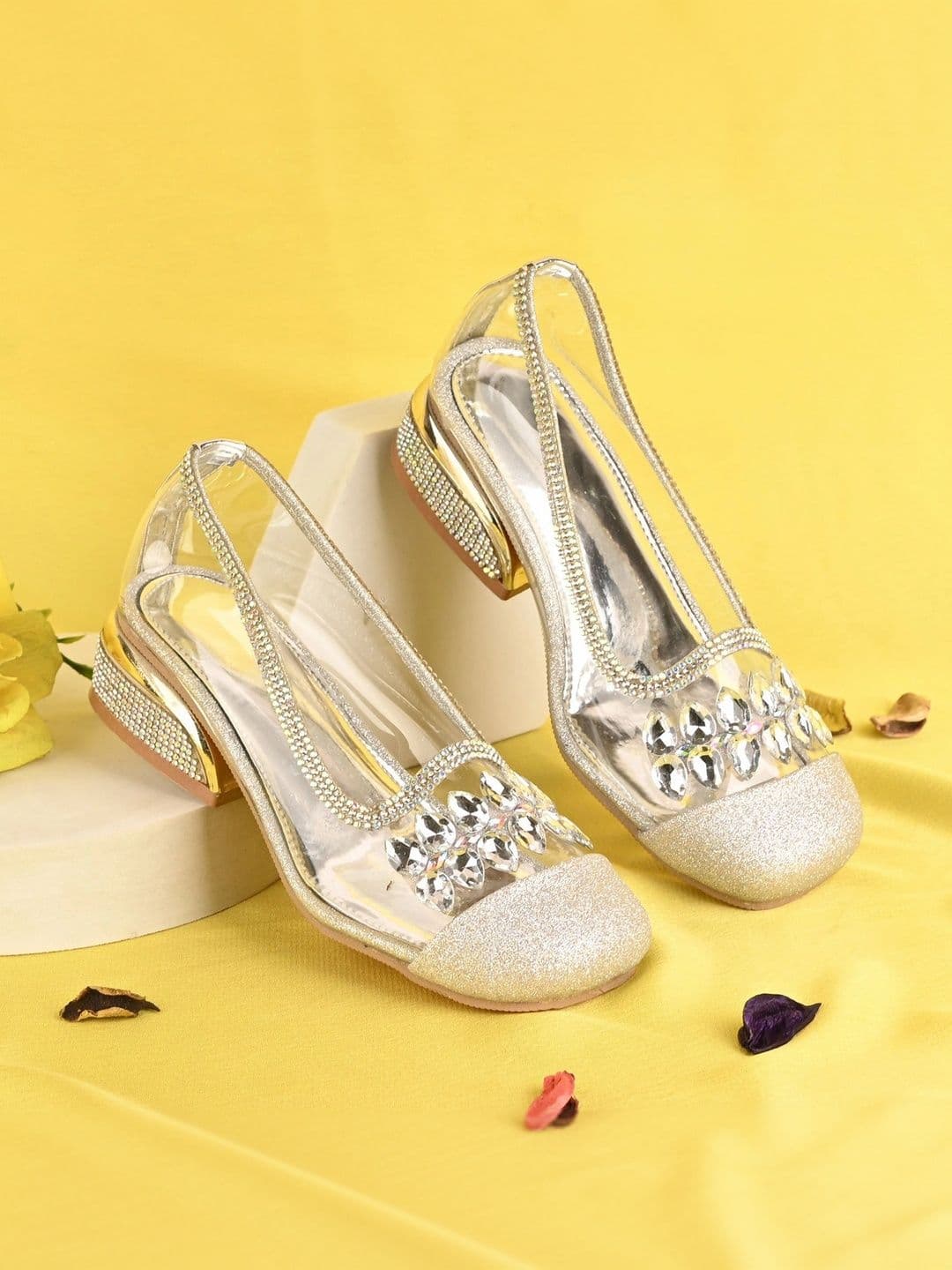 LMG Lifestyle LMG Lifestyle Girls Textured Party Block Pumps