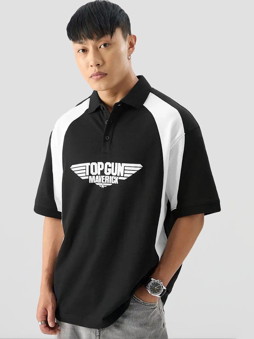 HERE&NOW HERE&NOW Men Colourblocked Polo Collar T-shirt