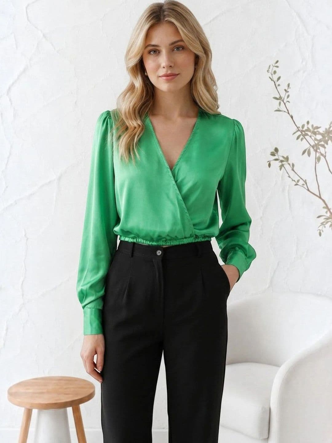 DressBerry DressBerry Puff Sleeve Wrap Top
