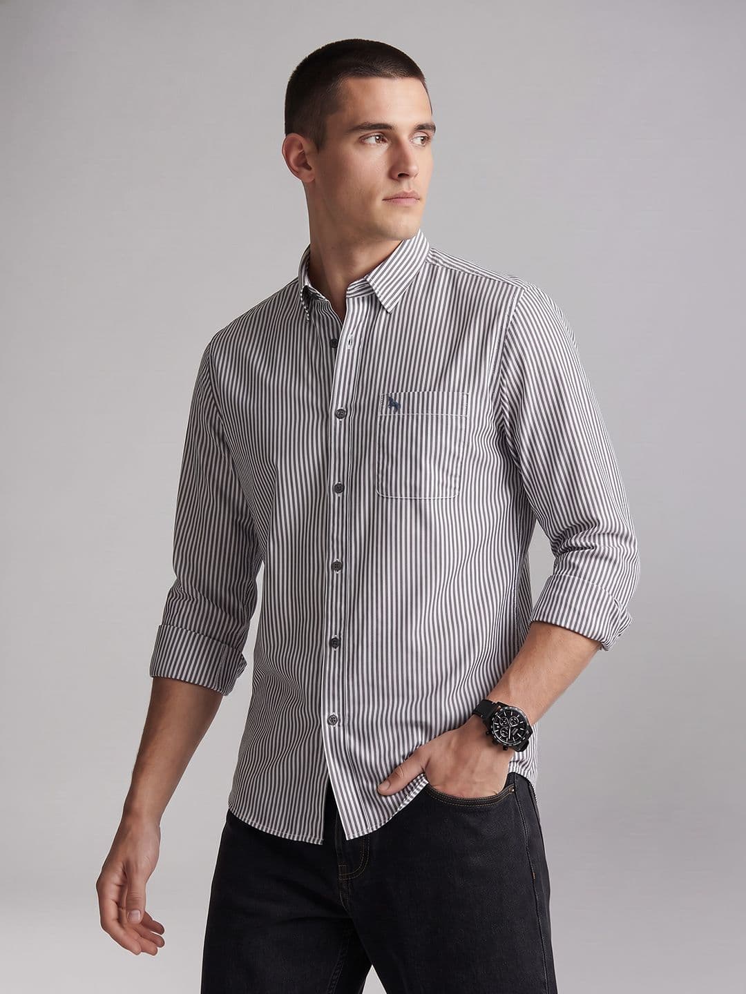 Slim Fit Cotton Casual Shirt Van Heusen Slim Fit Striped Pure Cotton Casual Shirt