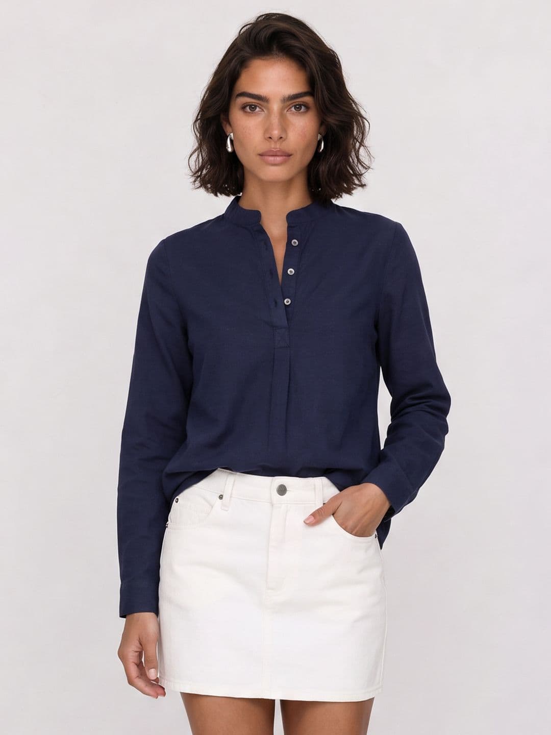 Roadster The Roadster Life Co. Mandarin Collar Pure Cotton Top