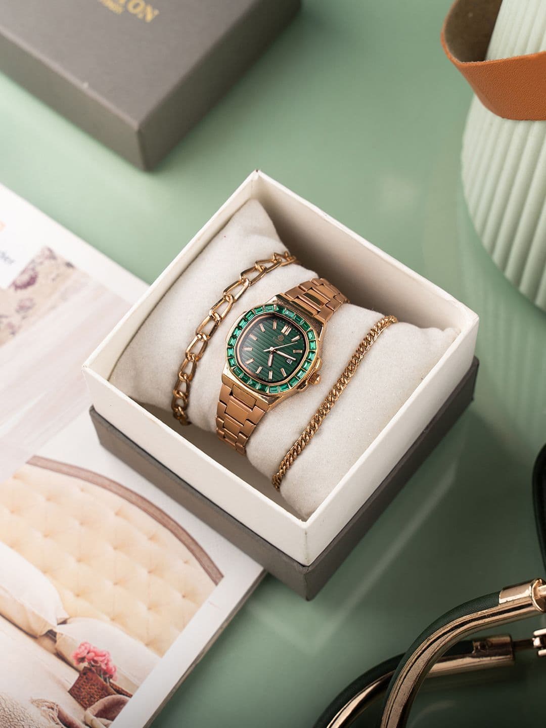 Carlton London Carlton London Women Watch Gift Set CLPLG100-Green