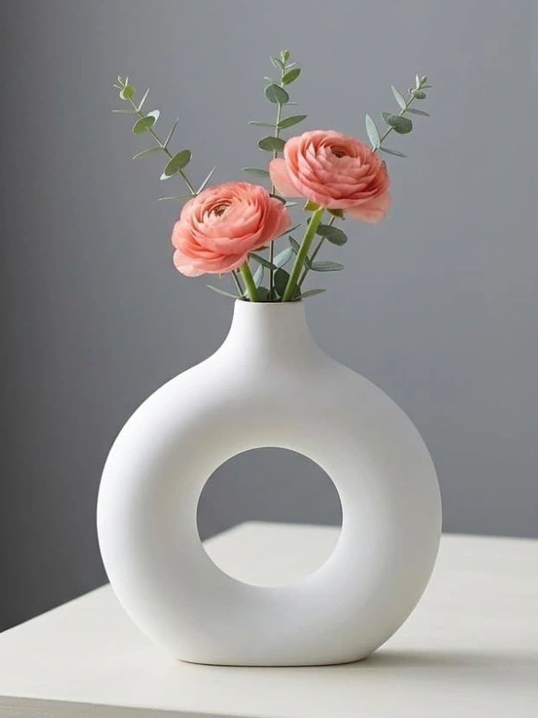 Shop Stoppers Shop Stoppers White 1 Pieces Ranunculus Eucalyptus Artificial Flower With Pot