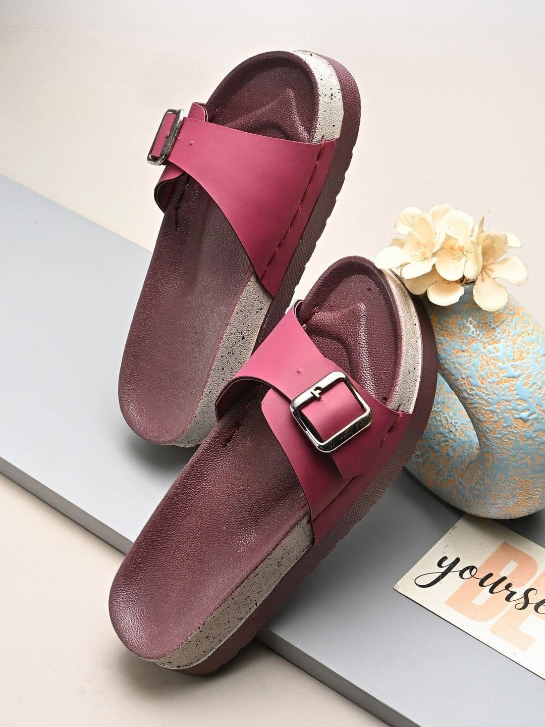 CORSICA CORSICA Women Textured Flatform Sandals with Buckles