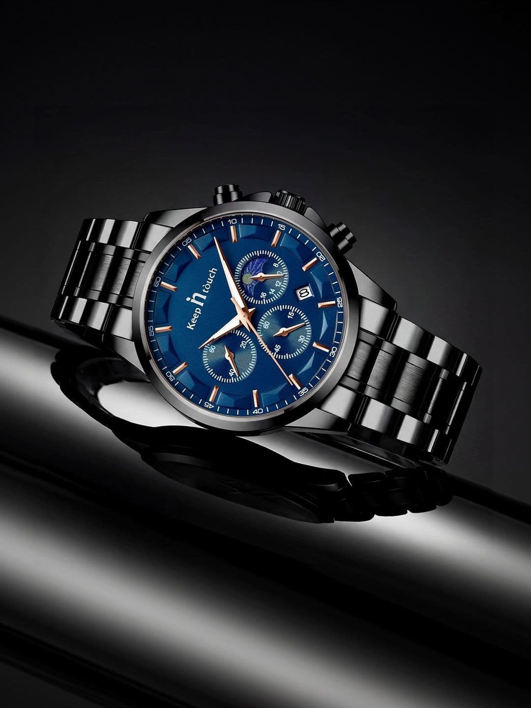 Keep n Touch Keep n Touch Men Brass Dial & Stainless Steel Bracelet Style Straps Analogue Chronograph Watch knt 1026