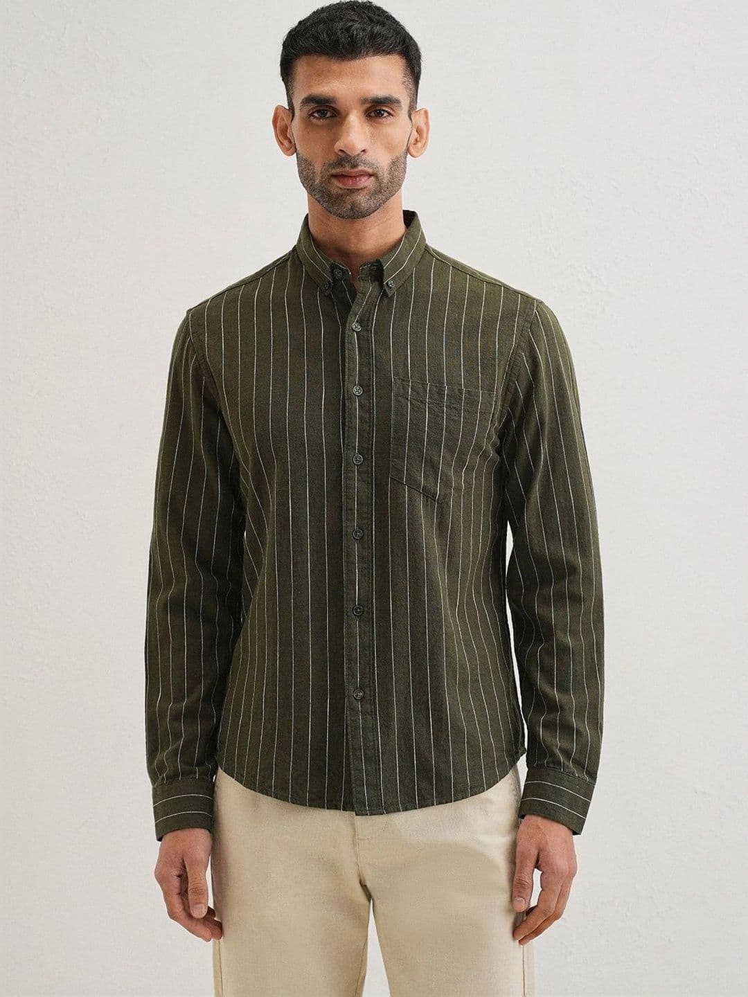 Striped Cotton Shirt Banana Club Men Striped Casual Shirt