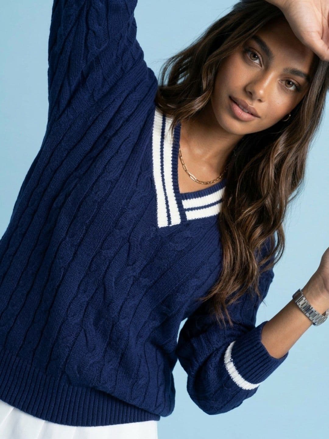 SPORT STREET by glitchez SPORT STREET by glitchez Oversized Fit V-Neck Long Sleeves Knit Pullover