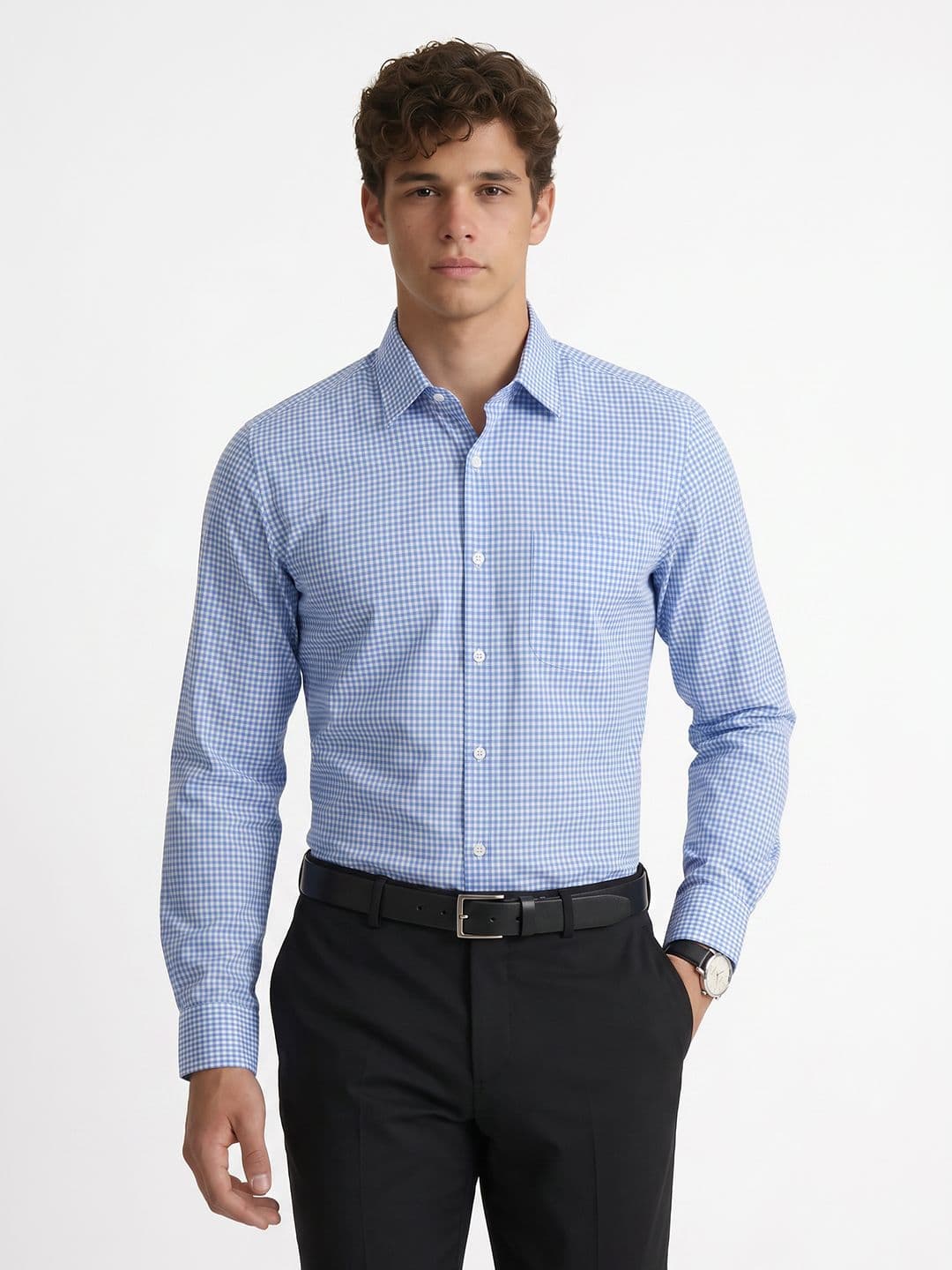 Peter England Peter England Snug Slim Fit Gingham Checks Formal Shirt