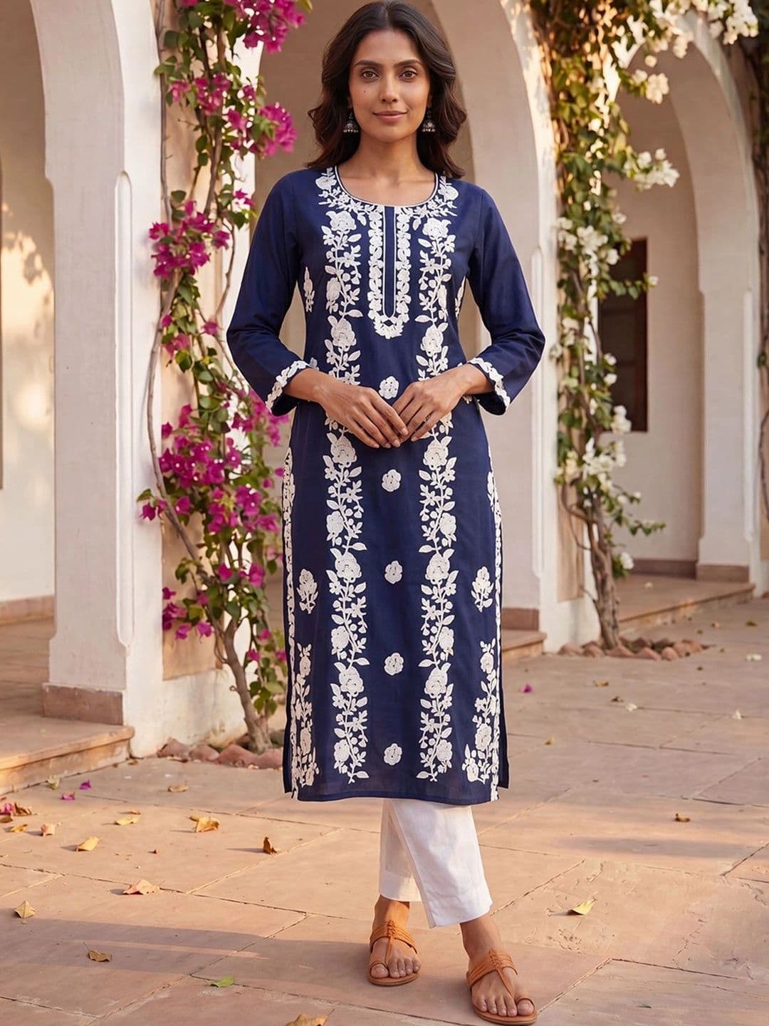 AHIKA AHIKA Women Floral Embroidered Thread Work Kurta