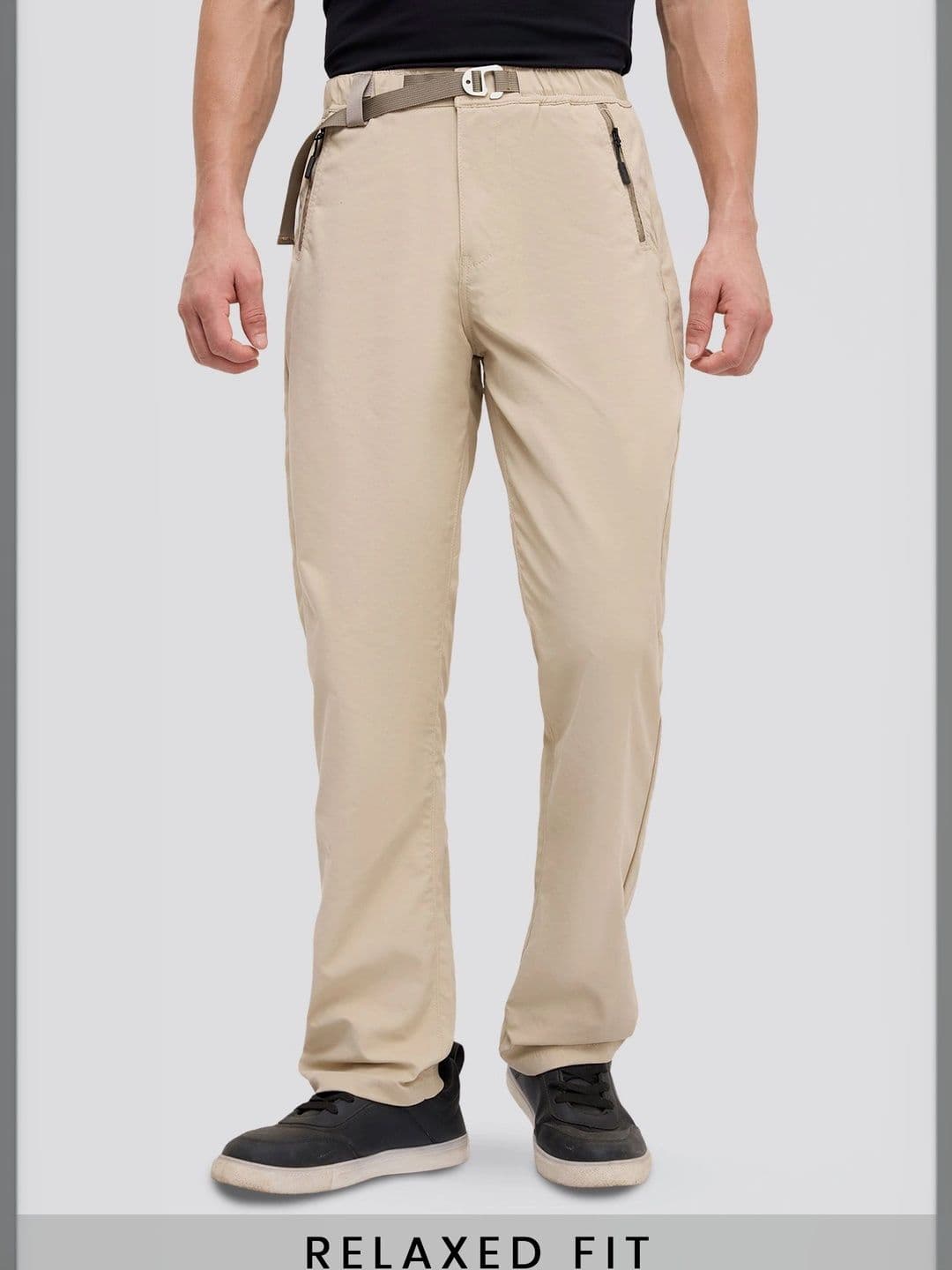Men Khaki Baggy Fit Trouser nostrum Men Smart Fit Cotton Flat-Front Trousers