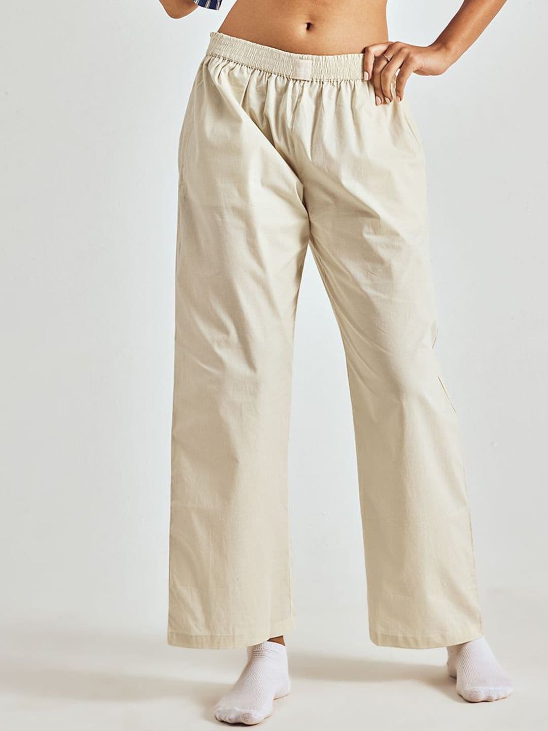 Women Cotton Lounge Pants Pepe Jeans Women Mid-Rise Cotton Straight Lounge Pants