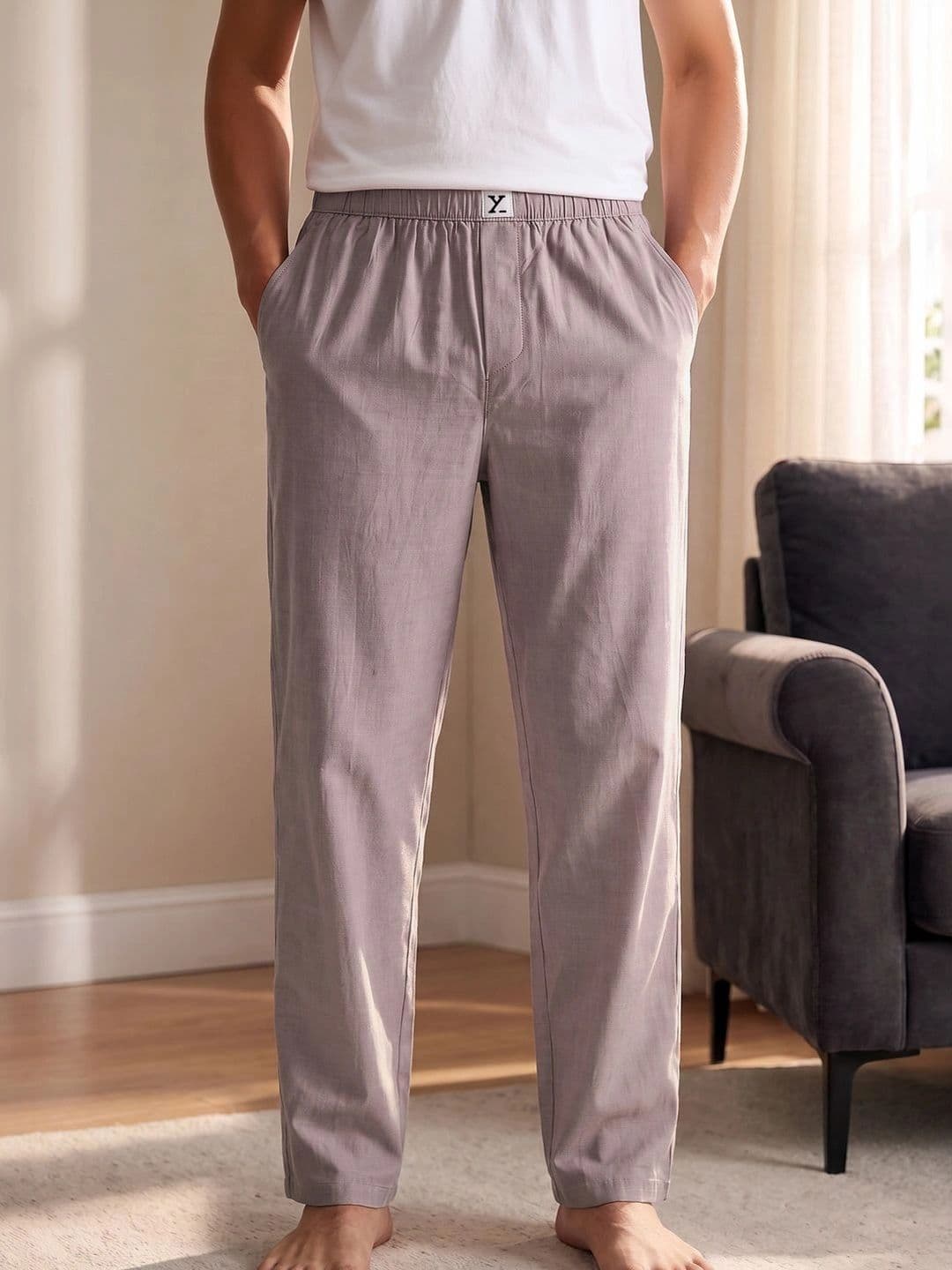 XYXX XYXX Men Solid Cotton Ultra-Breathable Chambray Pyjamas