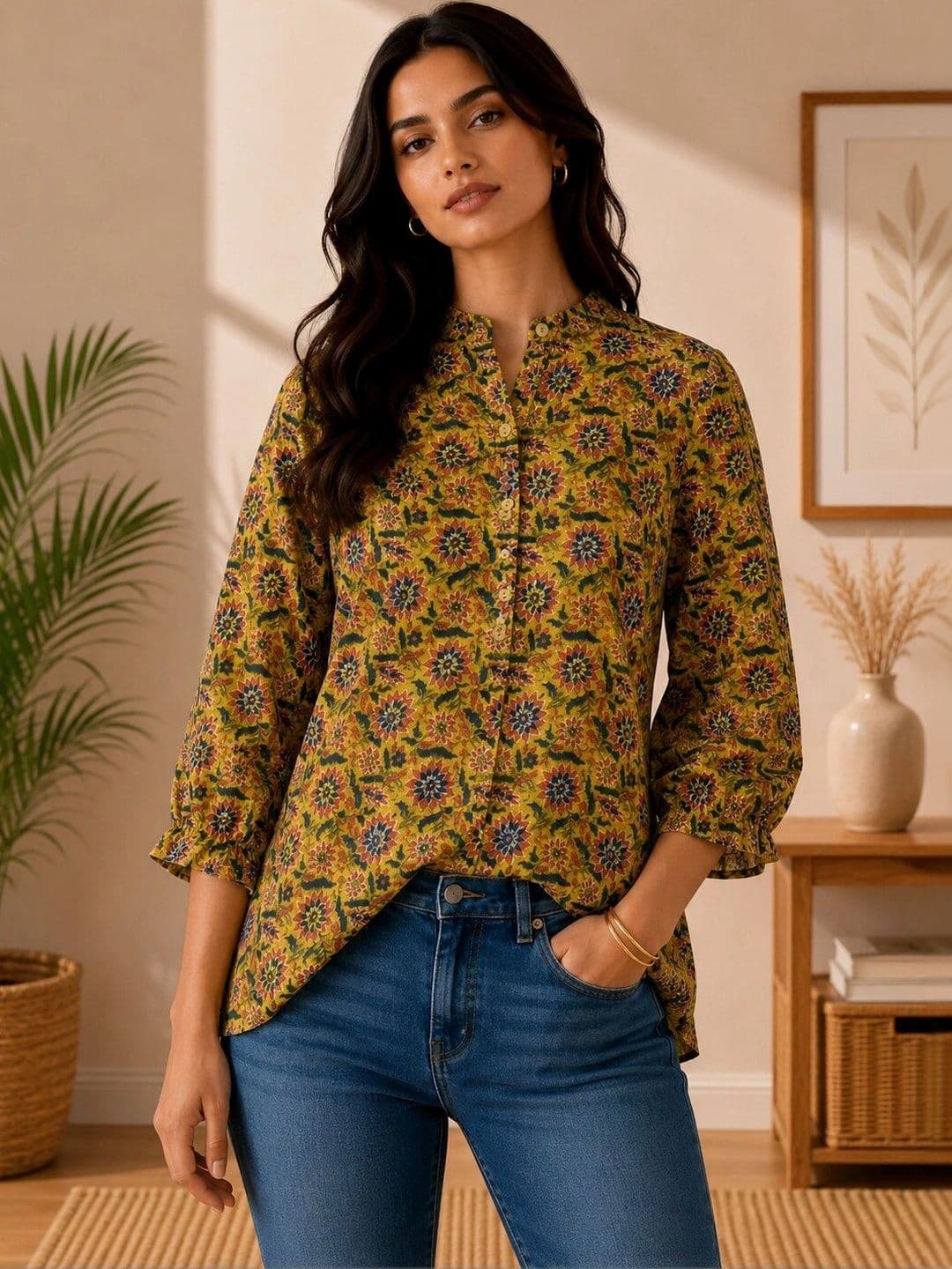 KALAMIR KALAMIR Women Floral Semi Sheer Printed Casual Shirt