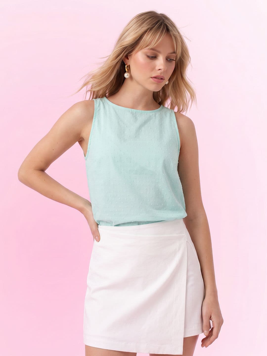 DressBerry DressBerry Dobbby Textured Pure Cotton Top