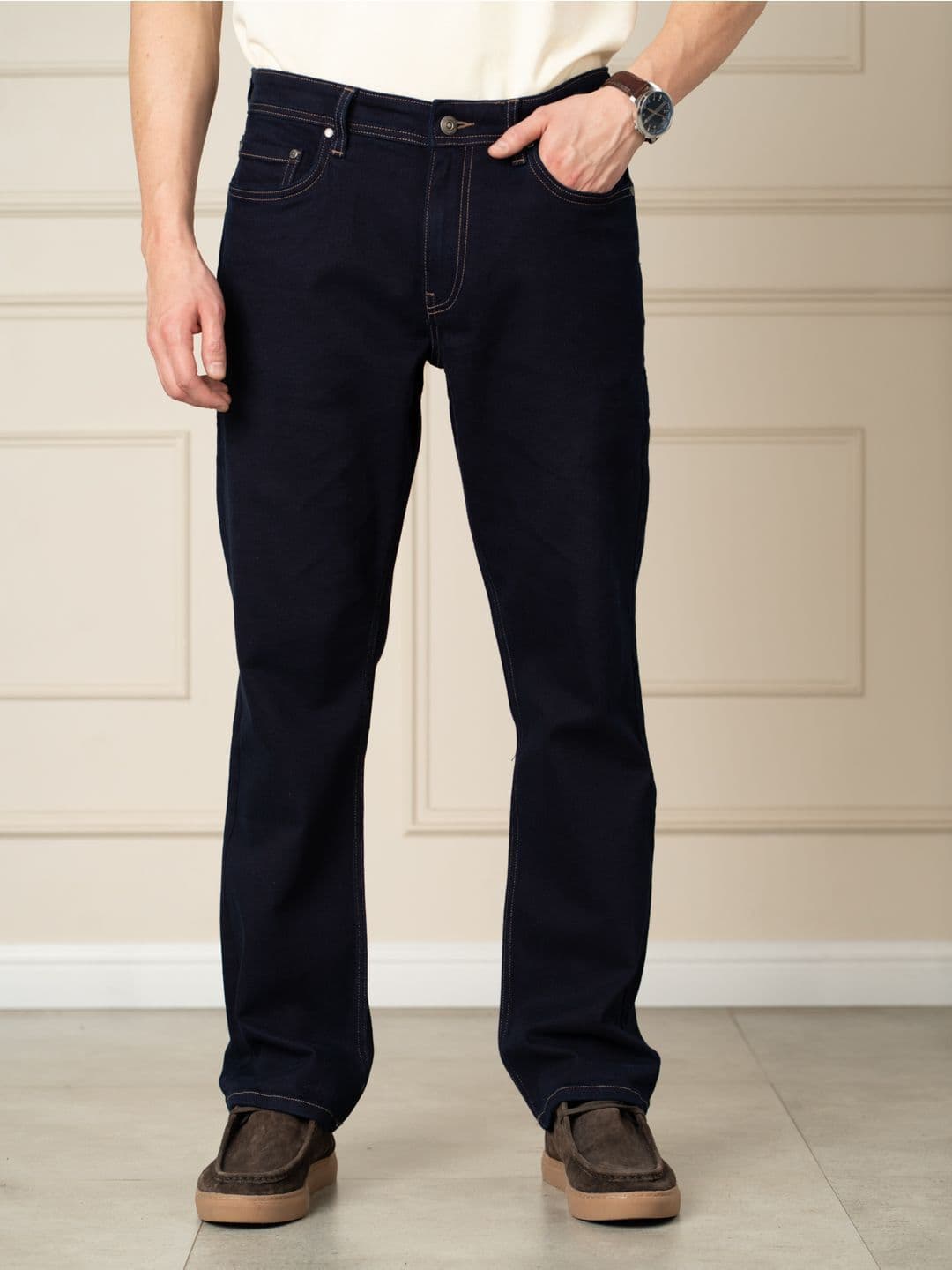 Men Relaxed Fit Mid-Rise Jeans The Pant Project Men Comfort Relaxed Fit Mid-Rise Stretchable Jeans