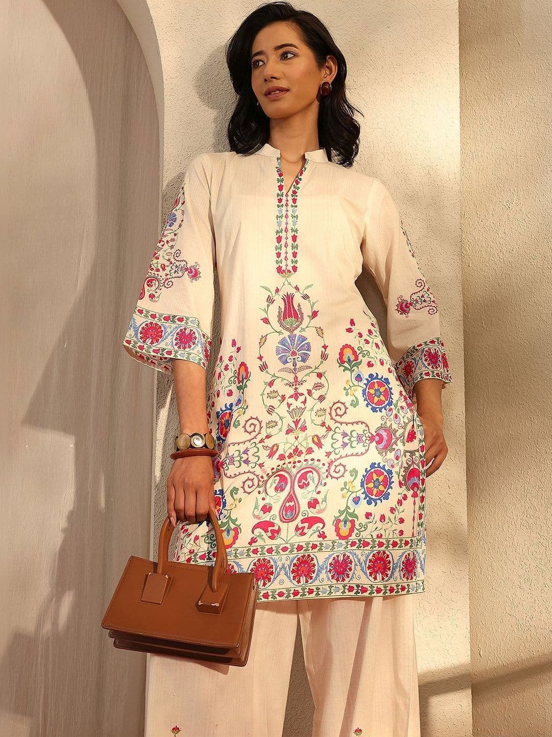 Floral Embroidered Co-Ords Libas Floral Embroidered Tunic with Palazzos