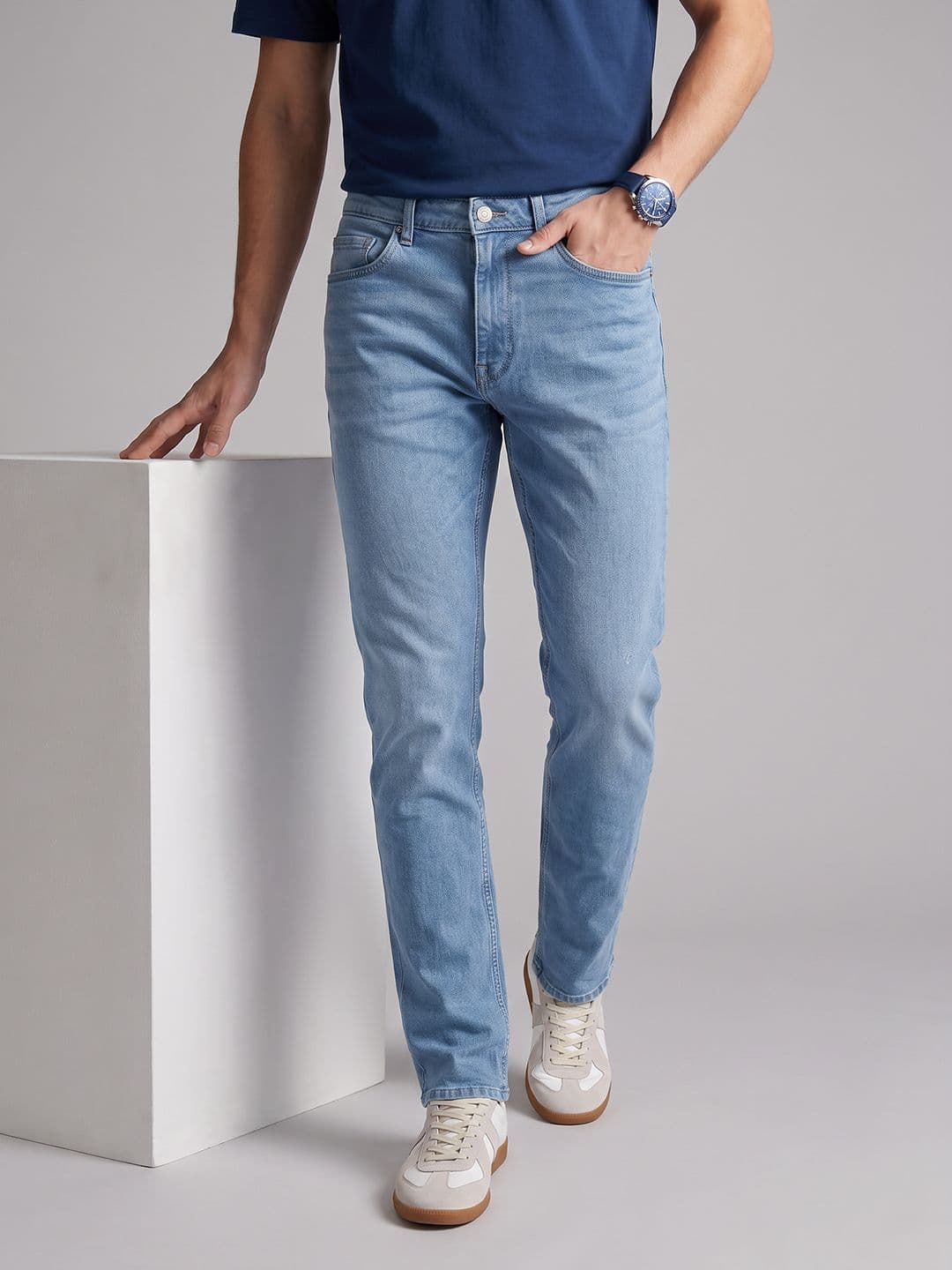 Men Slim Fit Jeans Louis Philippe Jeans Men Slim Fit Light Fade Jeans