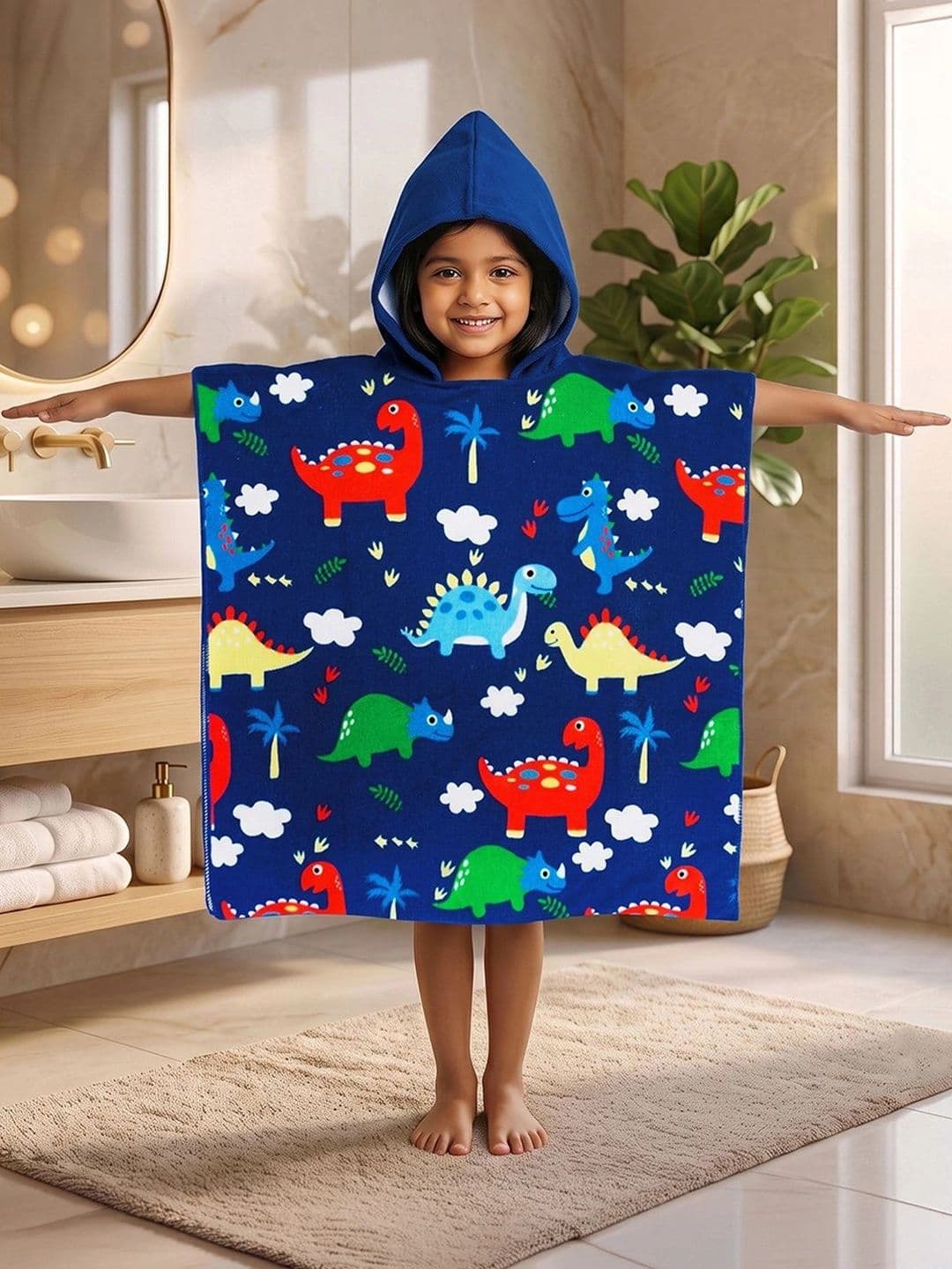 Story@home Story@home Navy Blue & Red 1 300 GSM Bath Towel