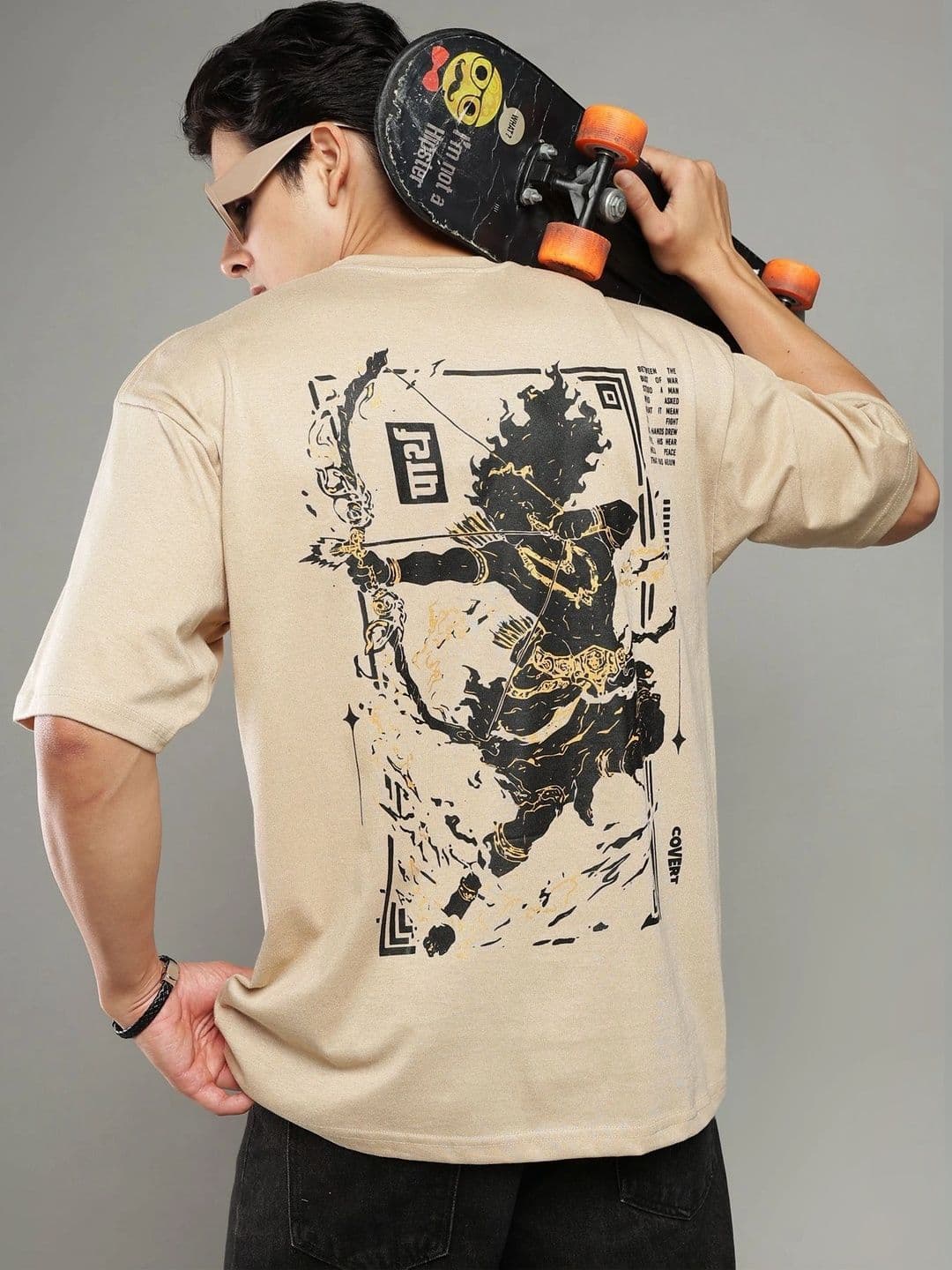 LEWEL LEWEL Men Printed Drop-Shoulder Sleeves T-shirt