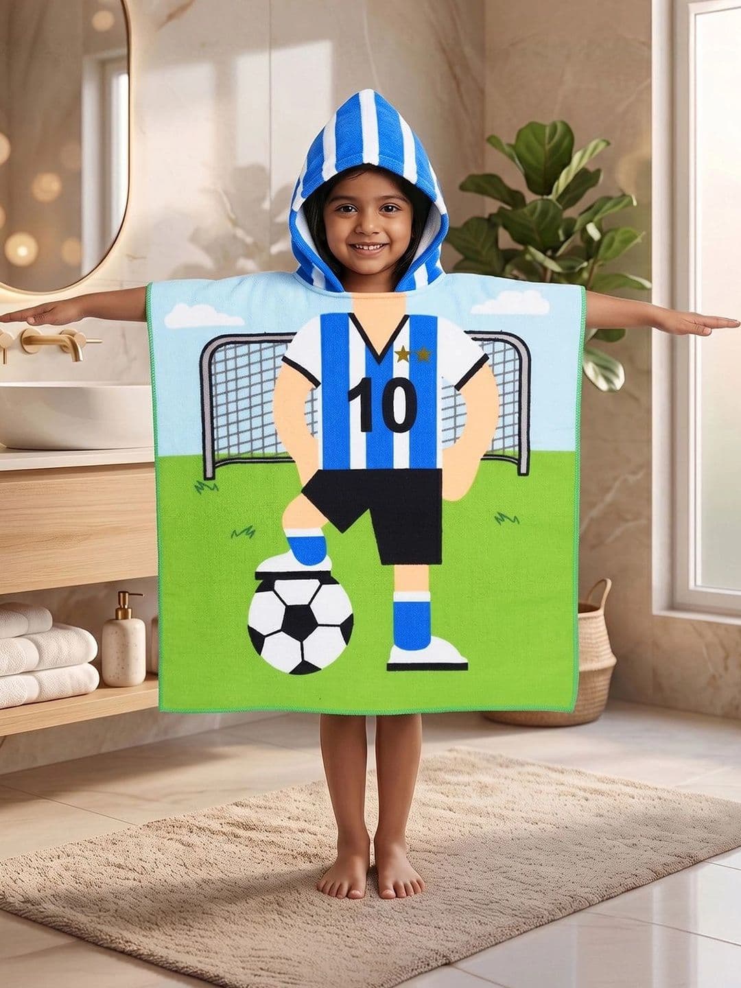 Story@home Story@home Green & Blue 1 300 GSM Bath Towel
