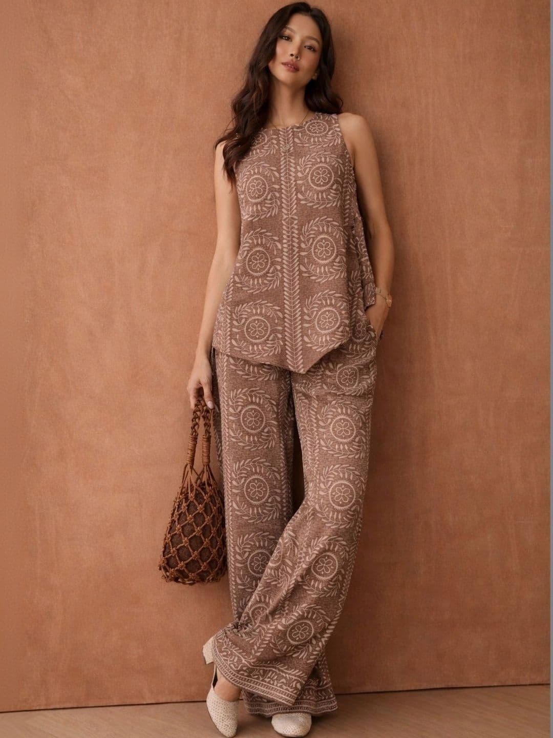HOUSE OF MIRA HOUSE OF MIRA Printed Top with Palazzos